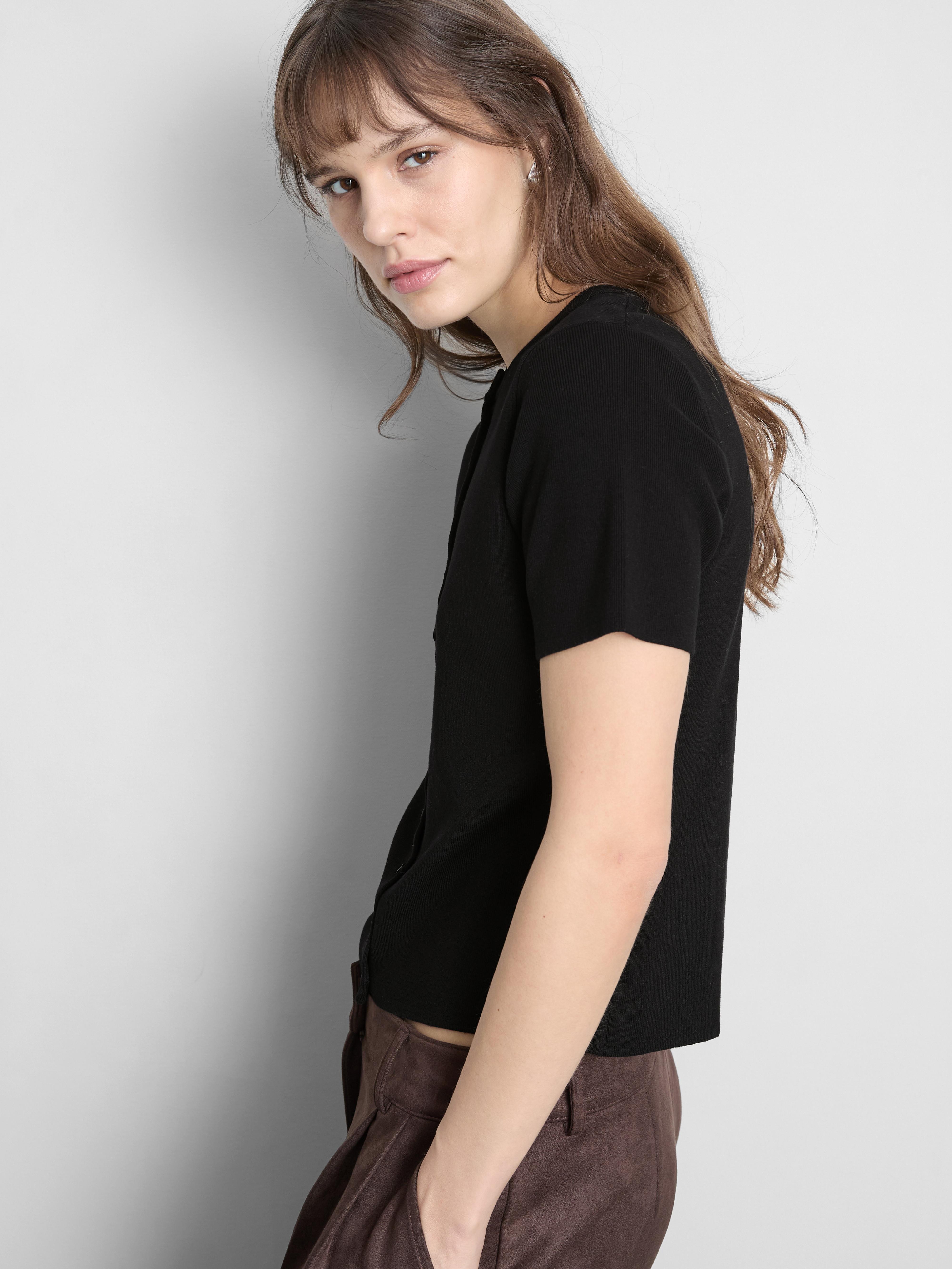 Women's Black Short Sleeve Cardigan