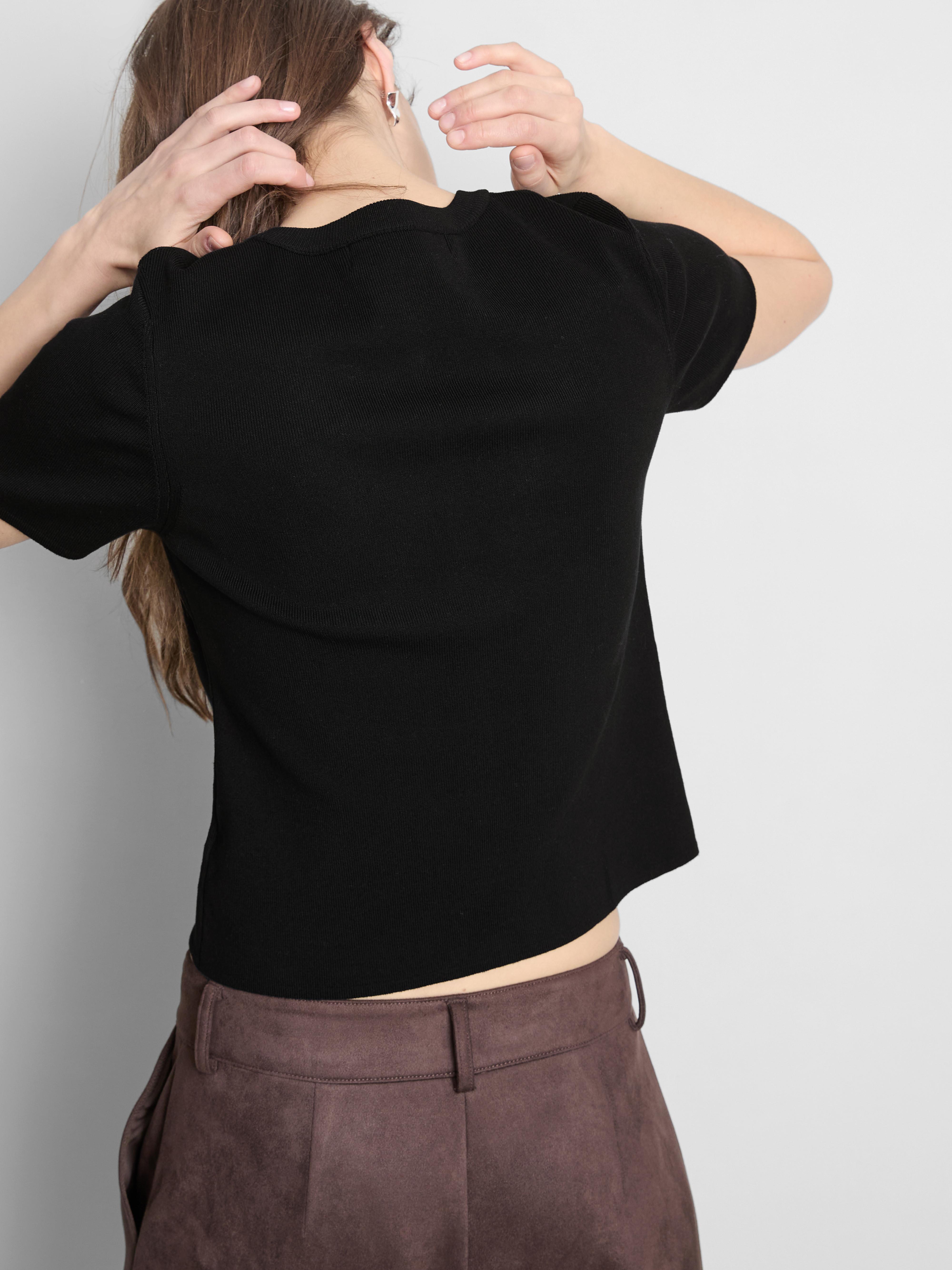 Women's Black Short Sleeve Cardigan