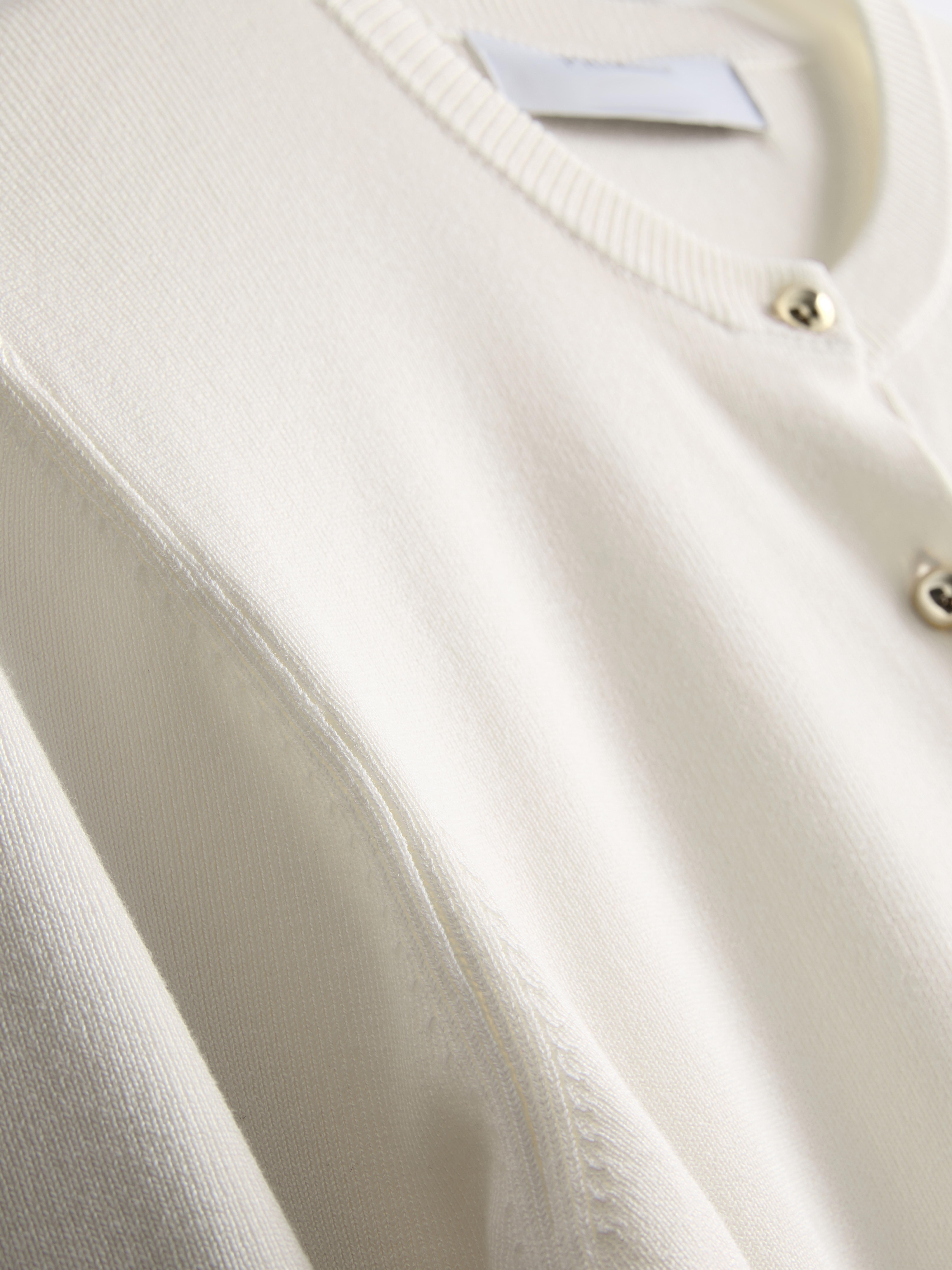 Women's Ivory Metallic Button Cardigan