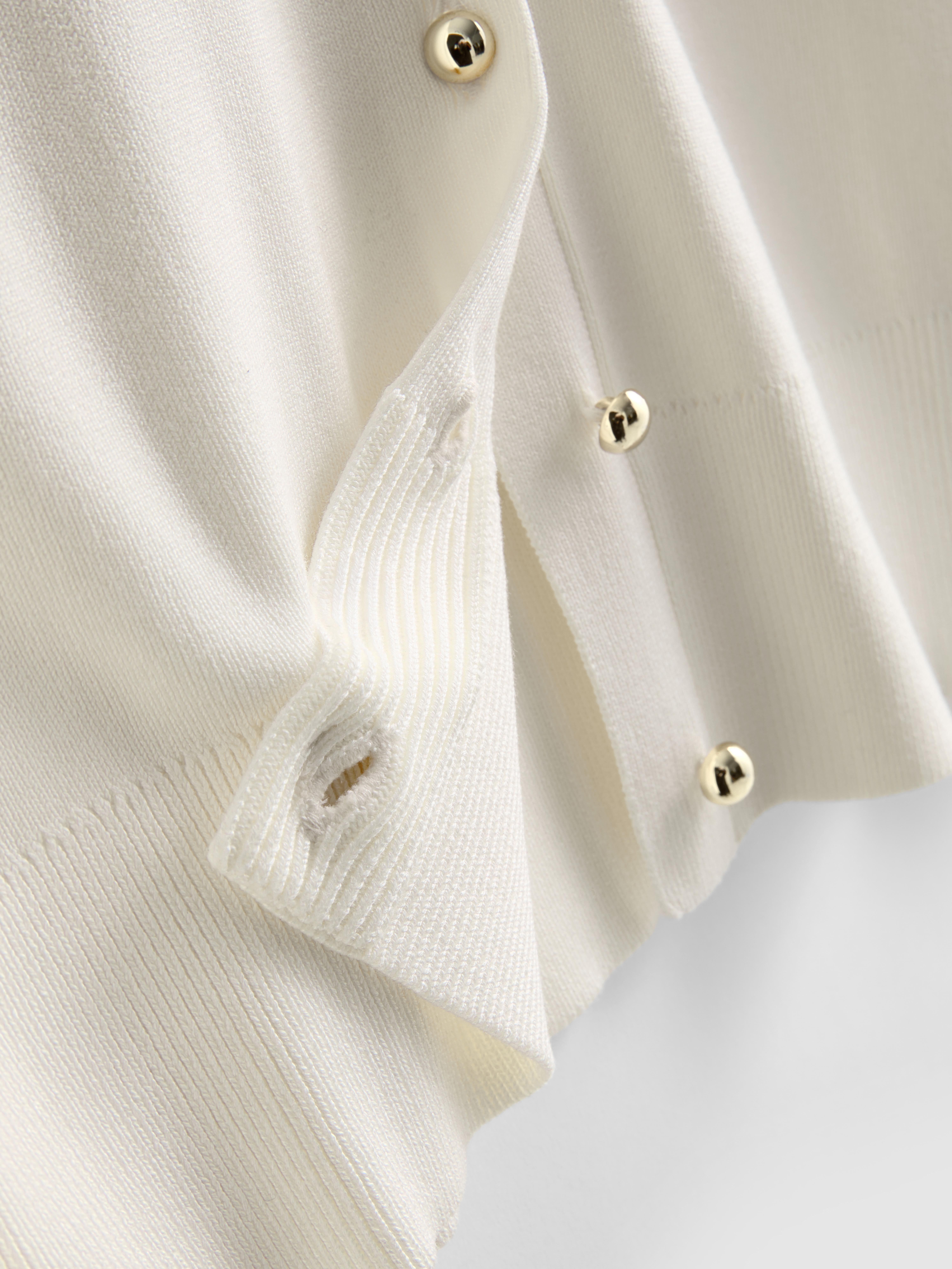 Women's Ivory Metallic Button Cardigan