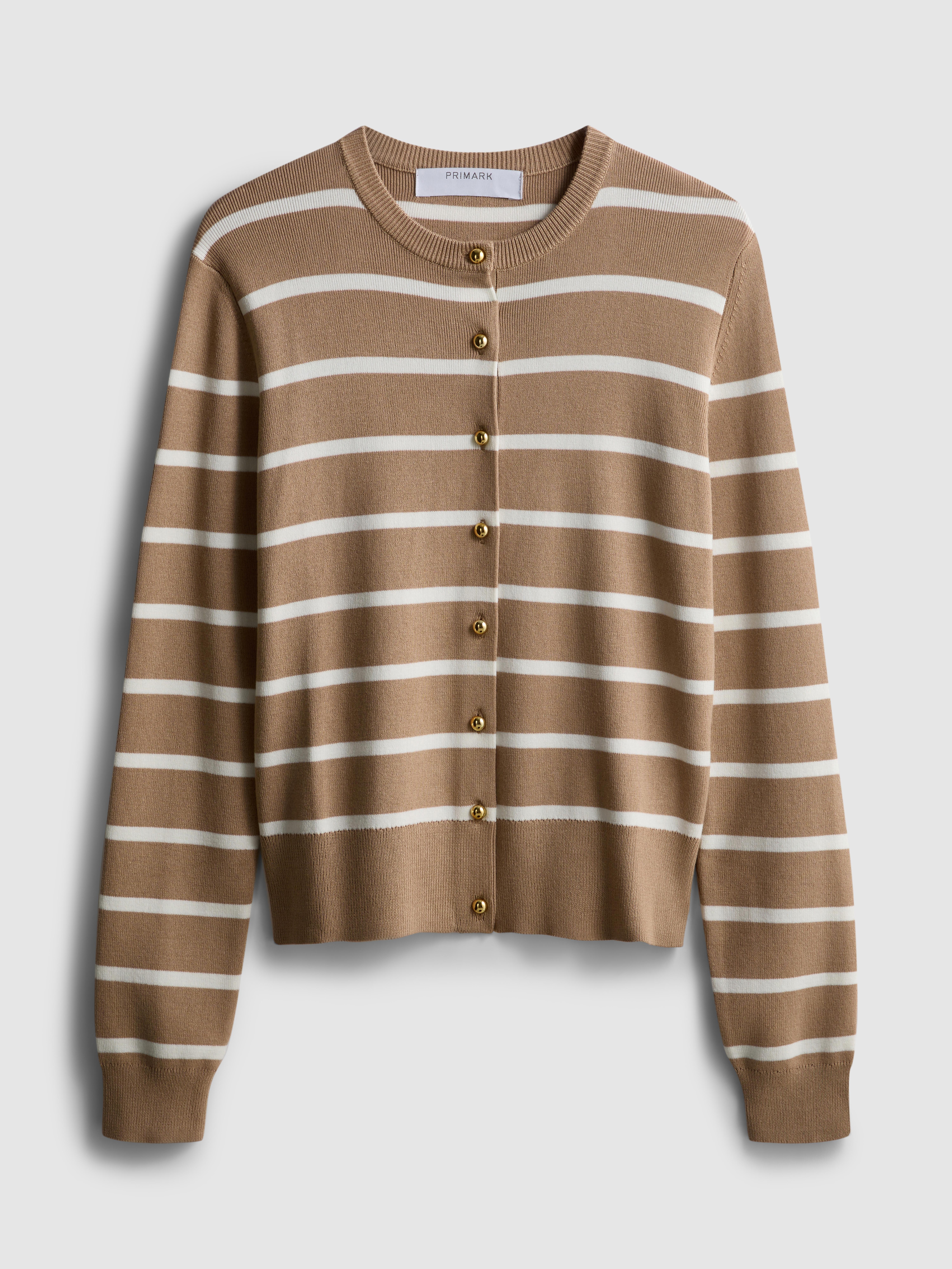 Women's Mocha Metallic Button Cardigan