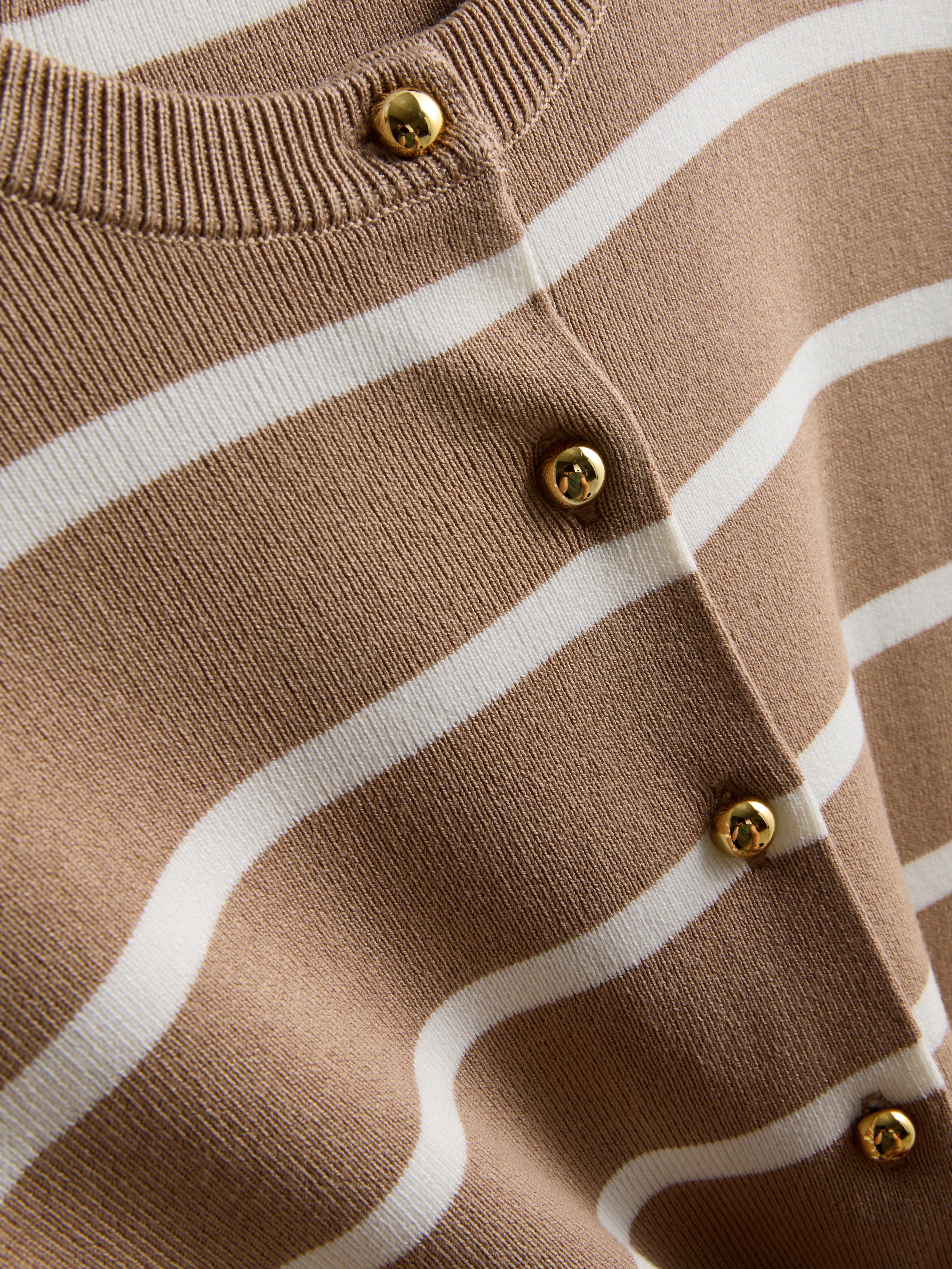 Women's Mocha Metallic Button Cardigan