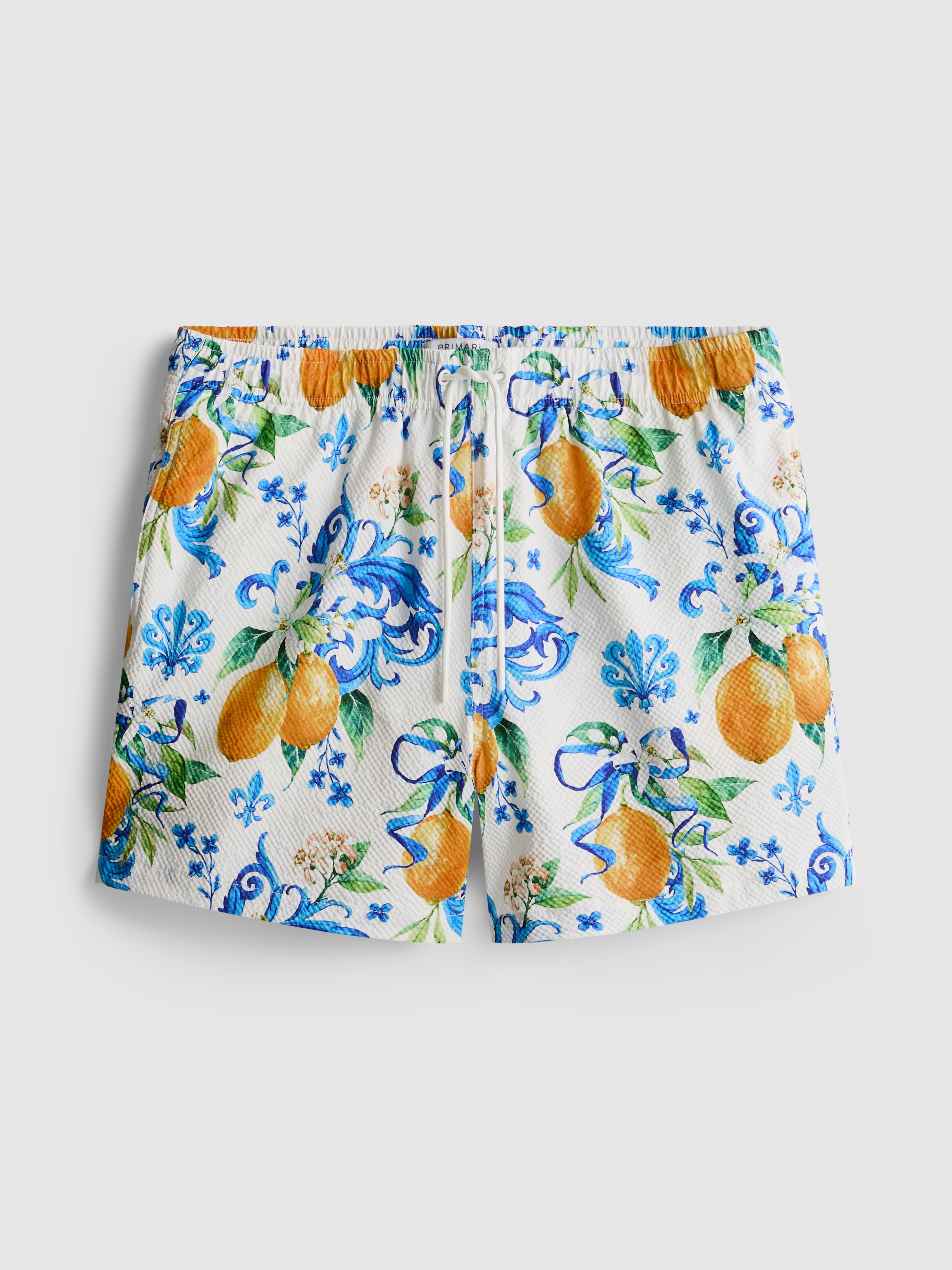 Teksturowane szorty kąpielowe z motywem pomarańczy