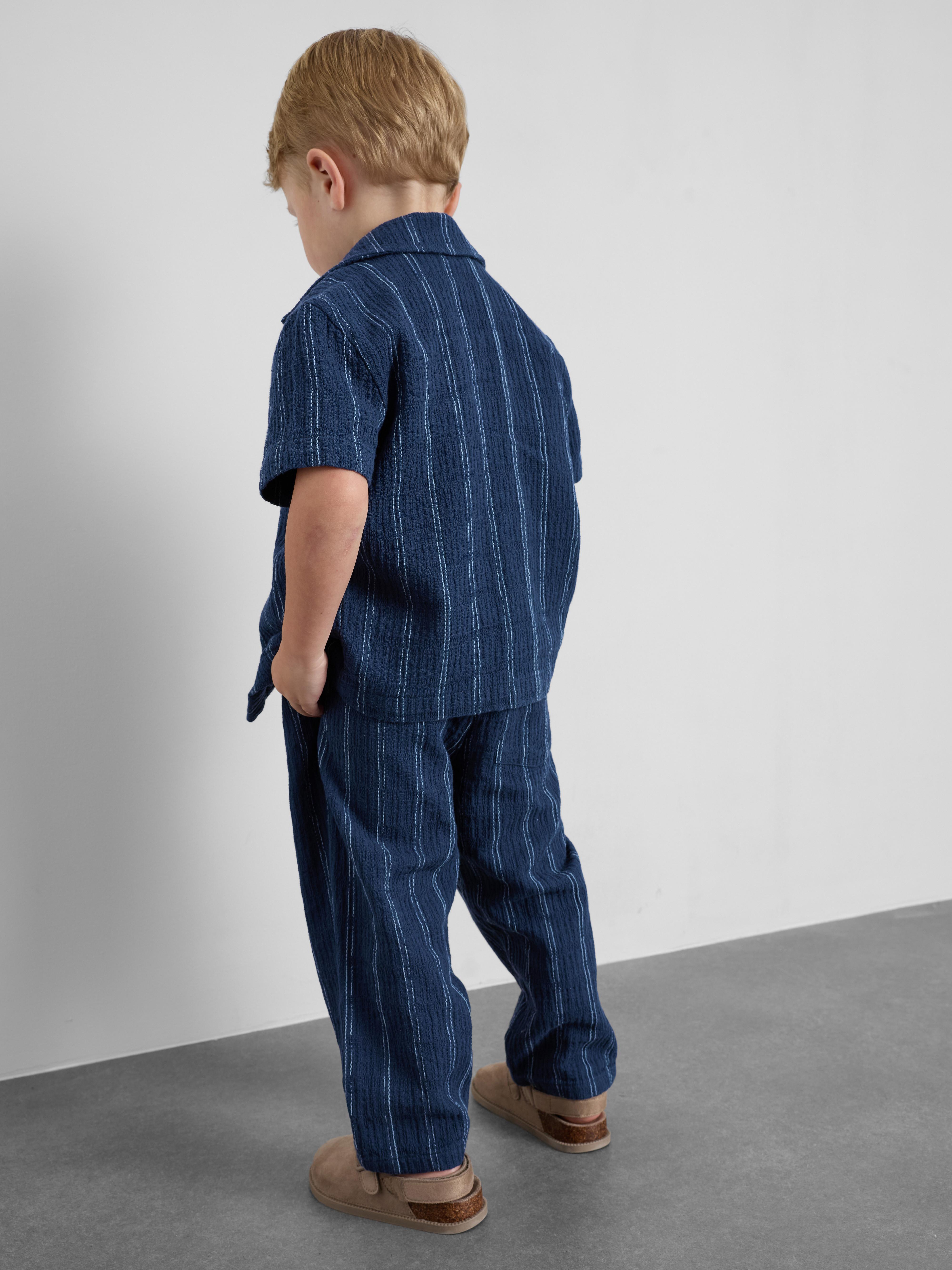 18 mois–12 ans | Chemise et pantalon en coton texturé à rayures The Edit