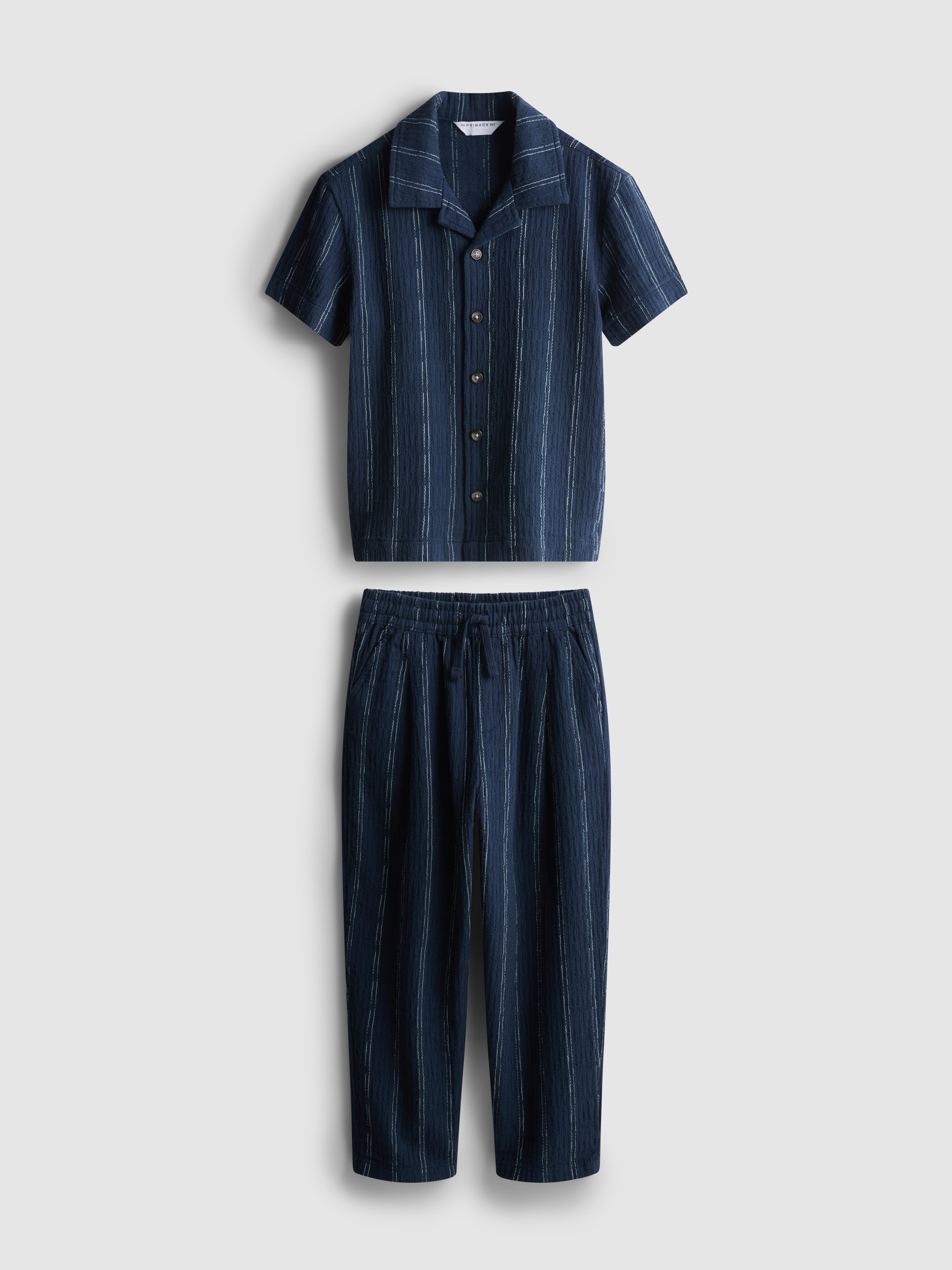 1.5-12yrs | The Edit Textured Stripe Shirt and Pants Set