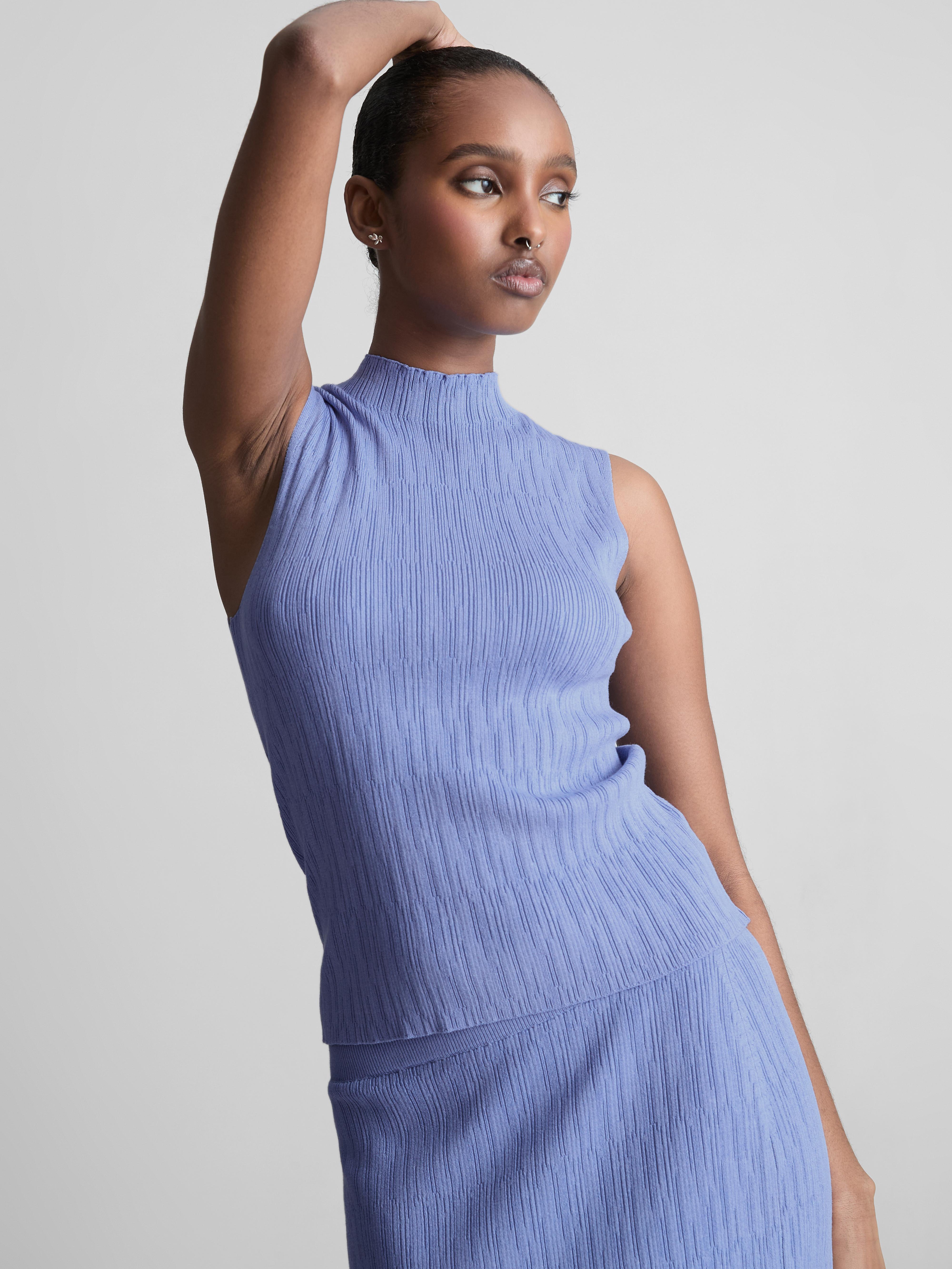 Strukturiertes Tanktop mit hohem Kragen