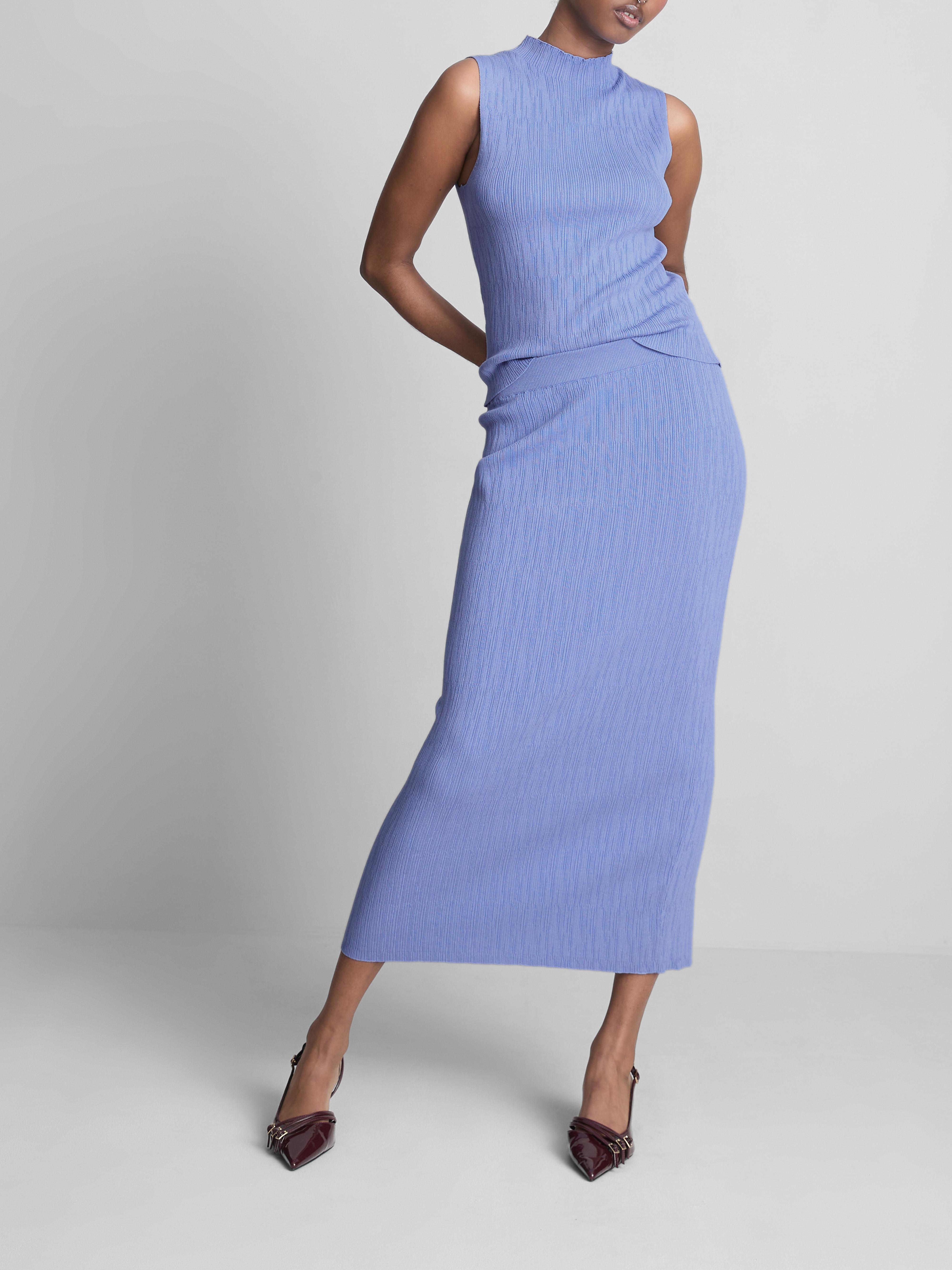 Textured Split Hem Maxi Skirt