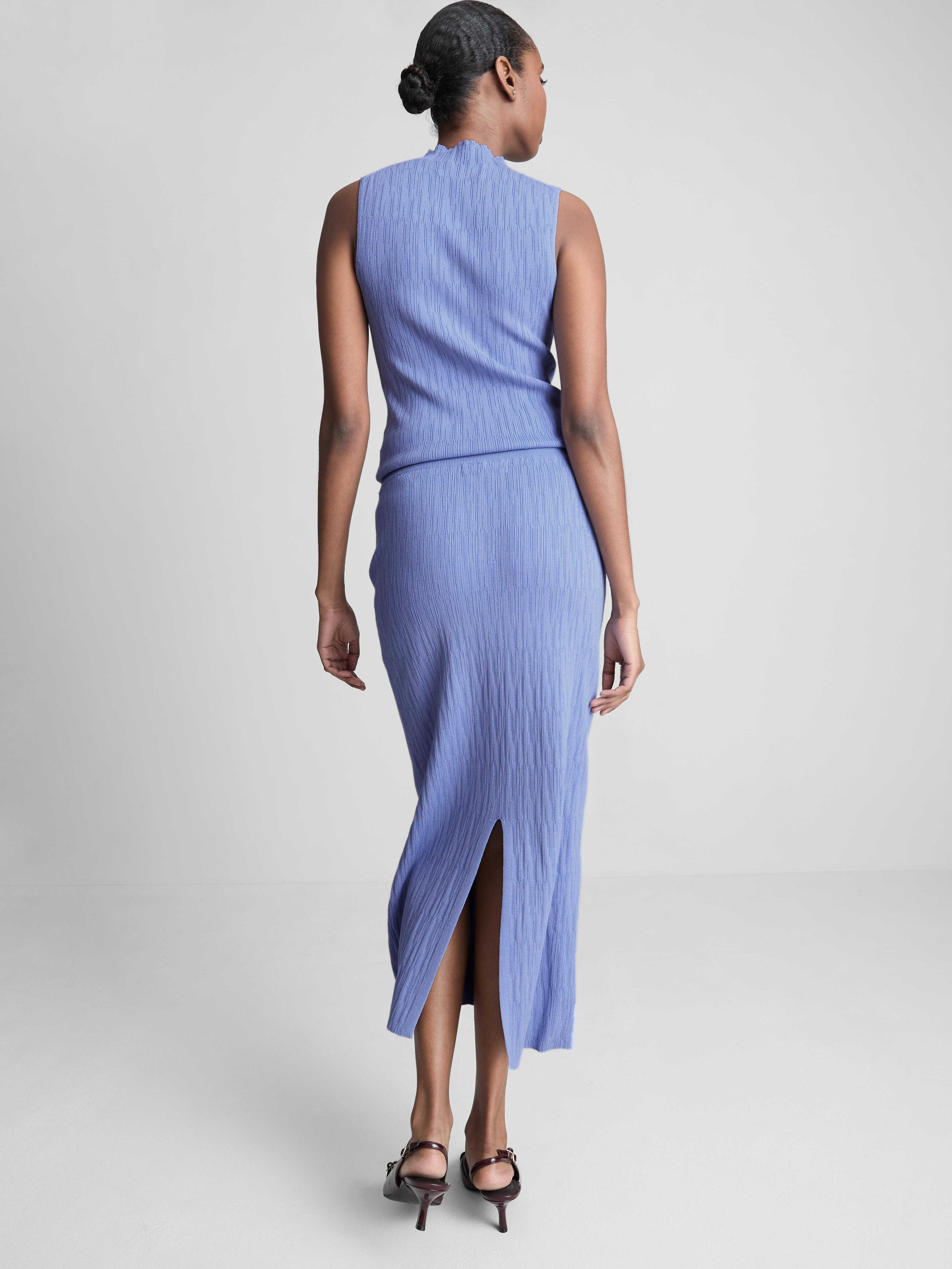 Textured Split Hem Maxi Skirt