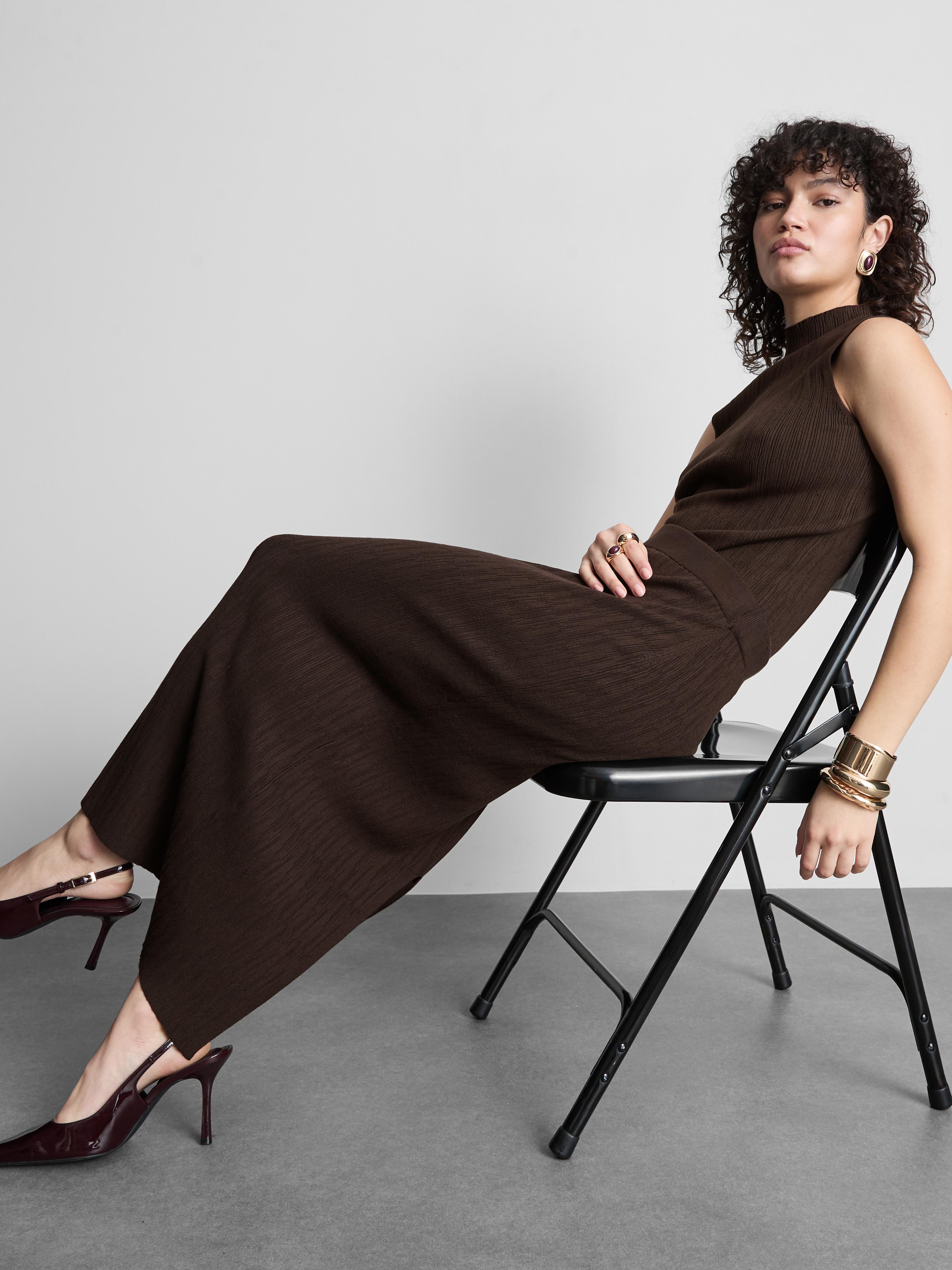 Maxi-rok met textuur en split in de zoom