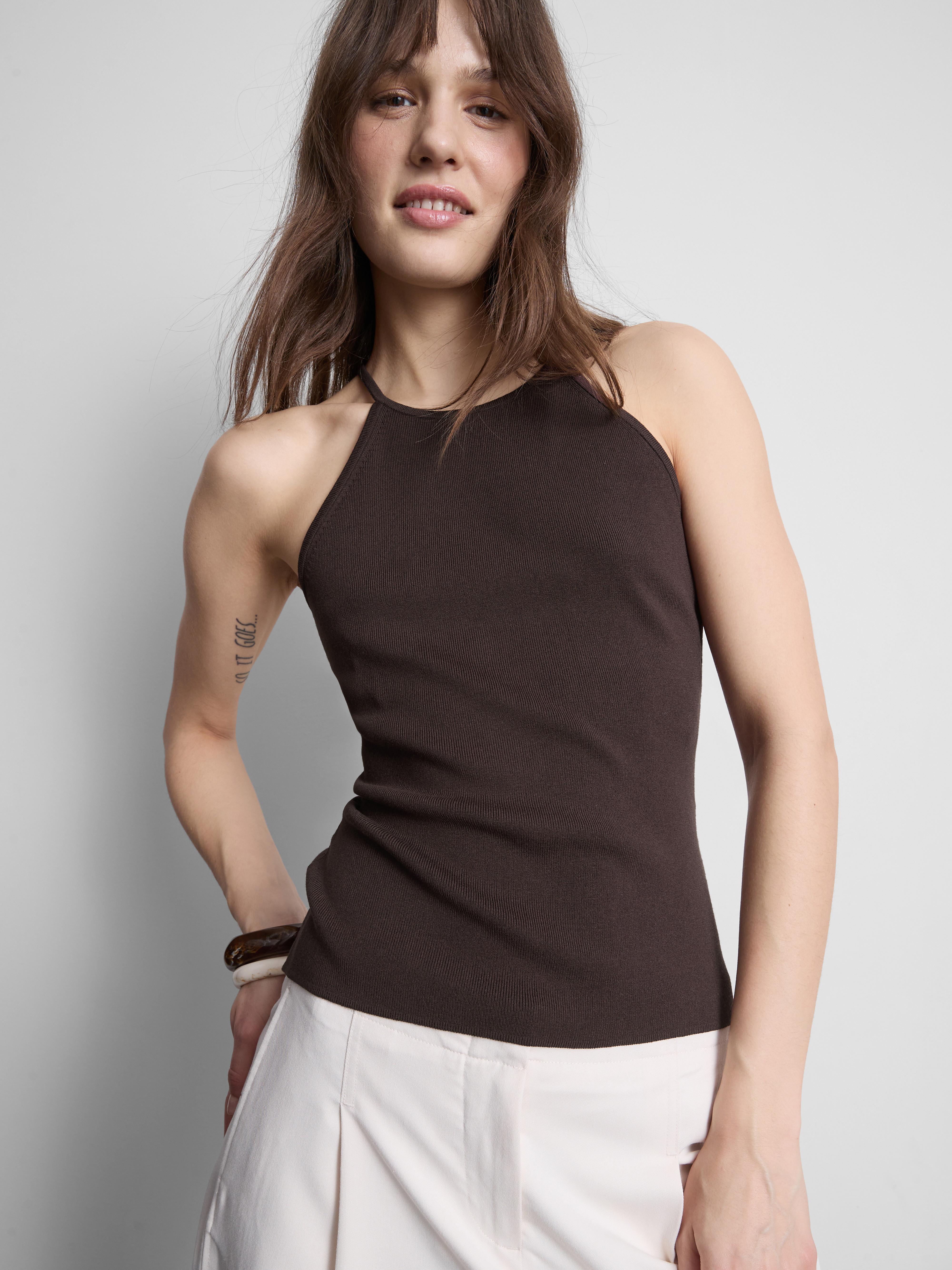 Knitted Cross Back Halter Neck Top