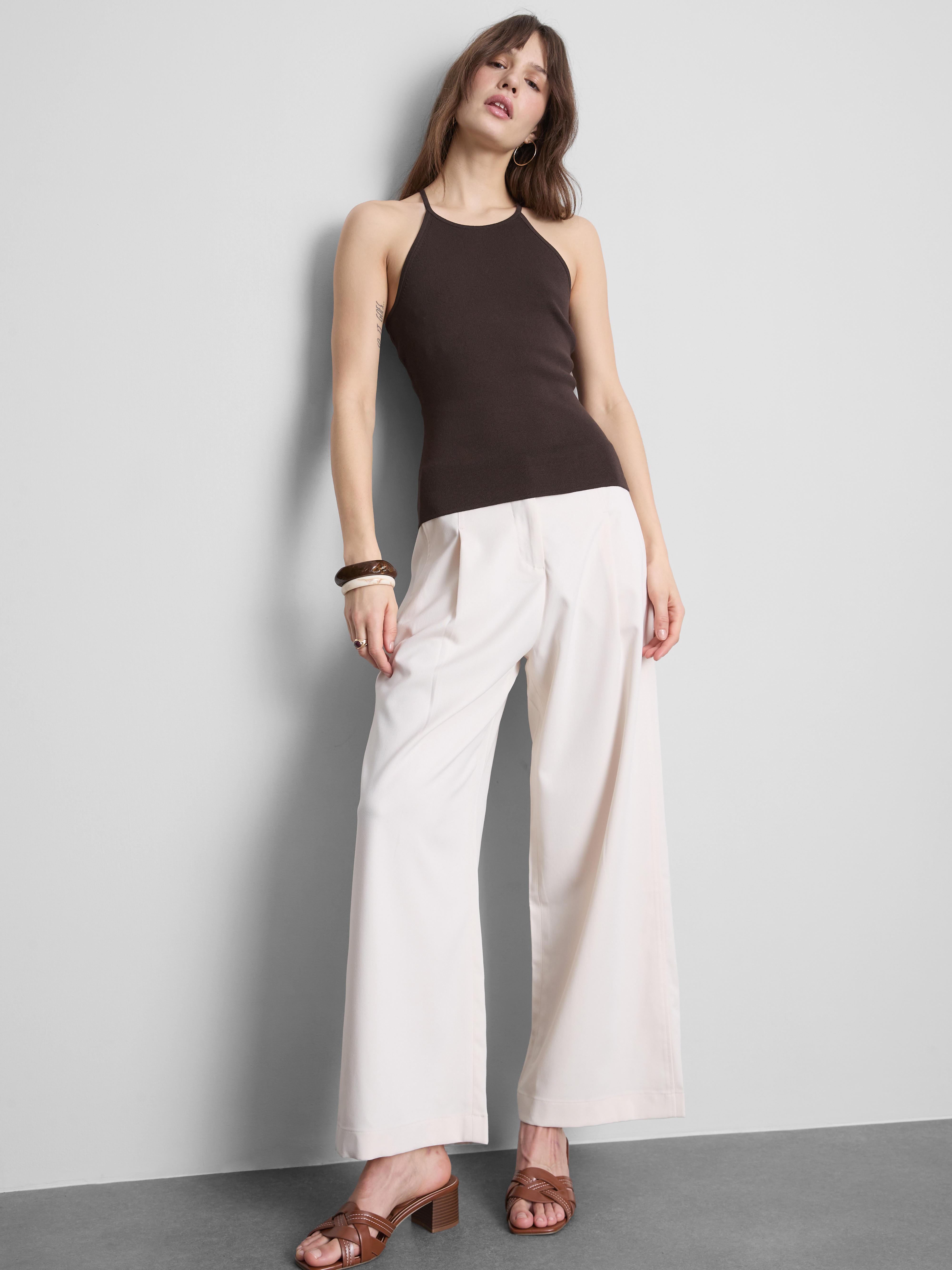 Knitted Cross Back Halter Neck Top