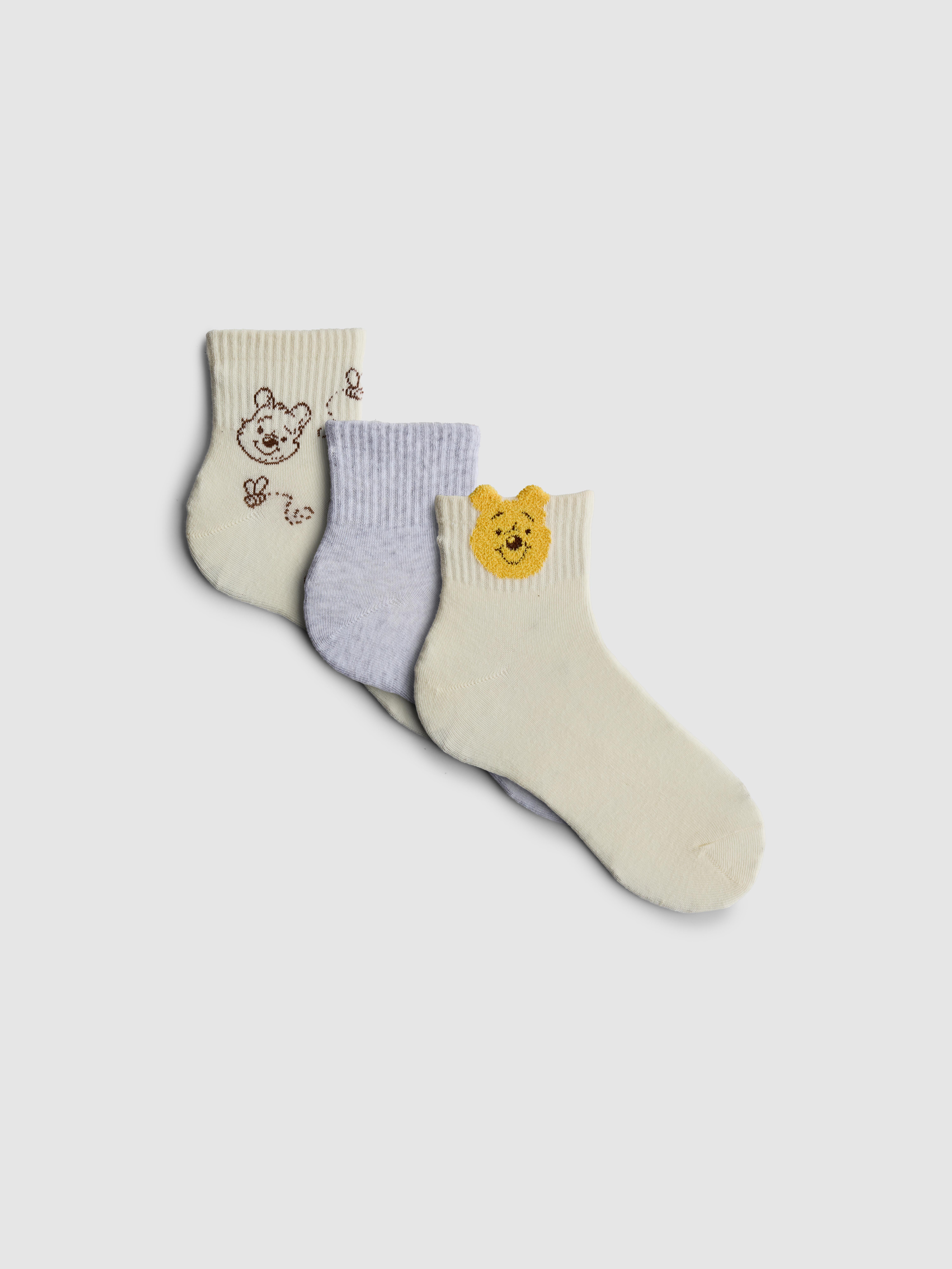 Women's Yellow 3pk Disney’s Winnie the Pooh Quarter Crew Socks