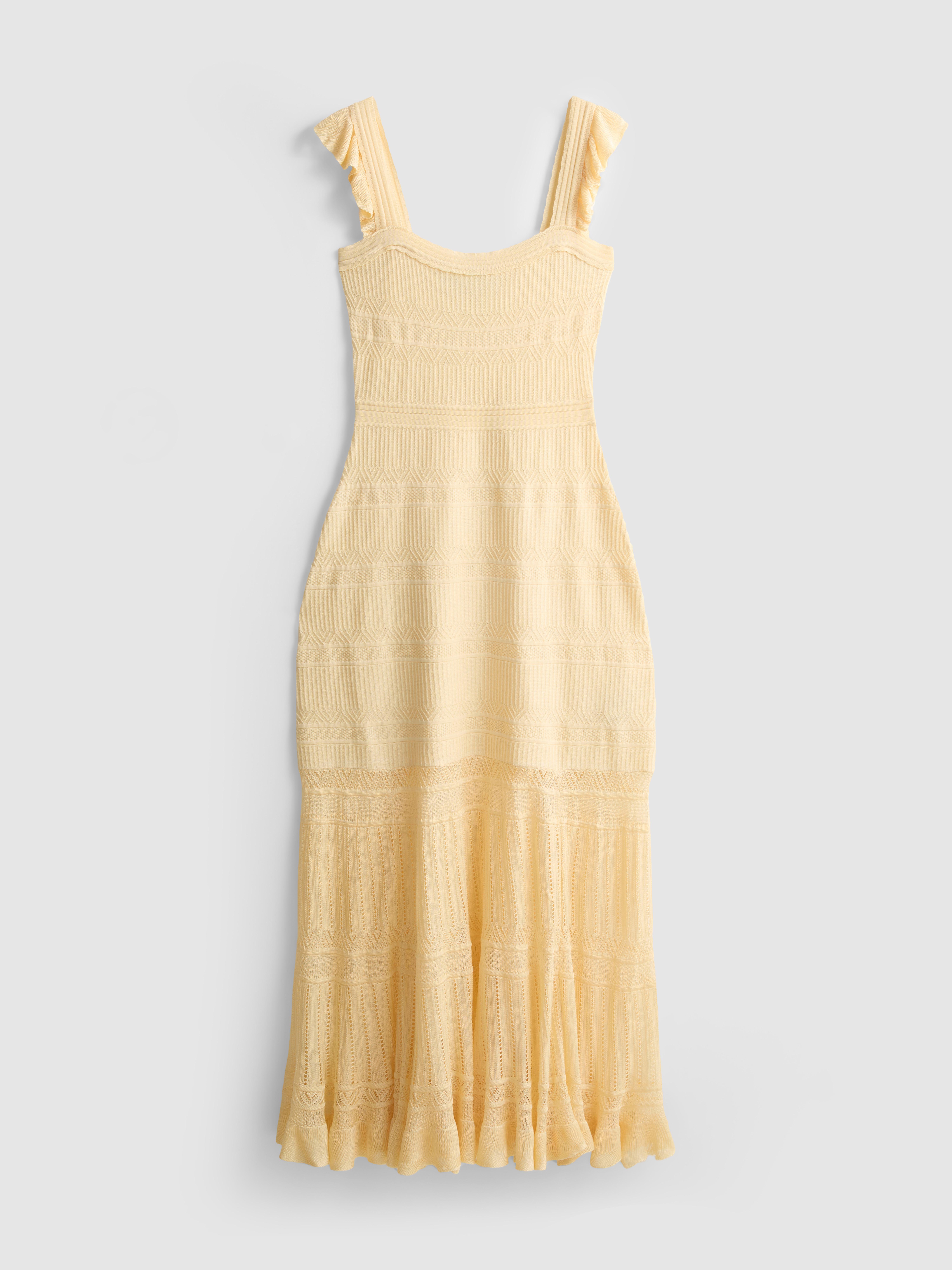 Asymmetric Ruffle Trim Maxi Dress