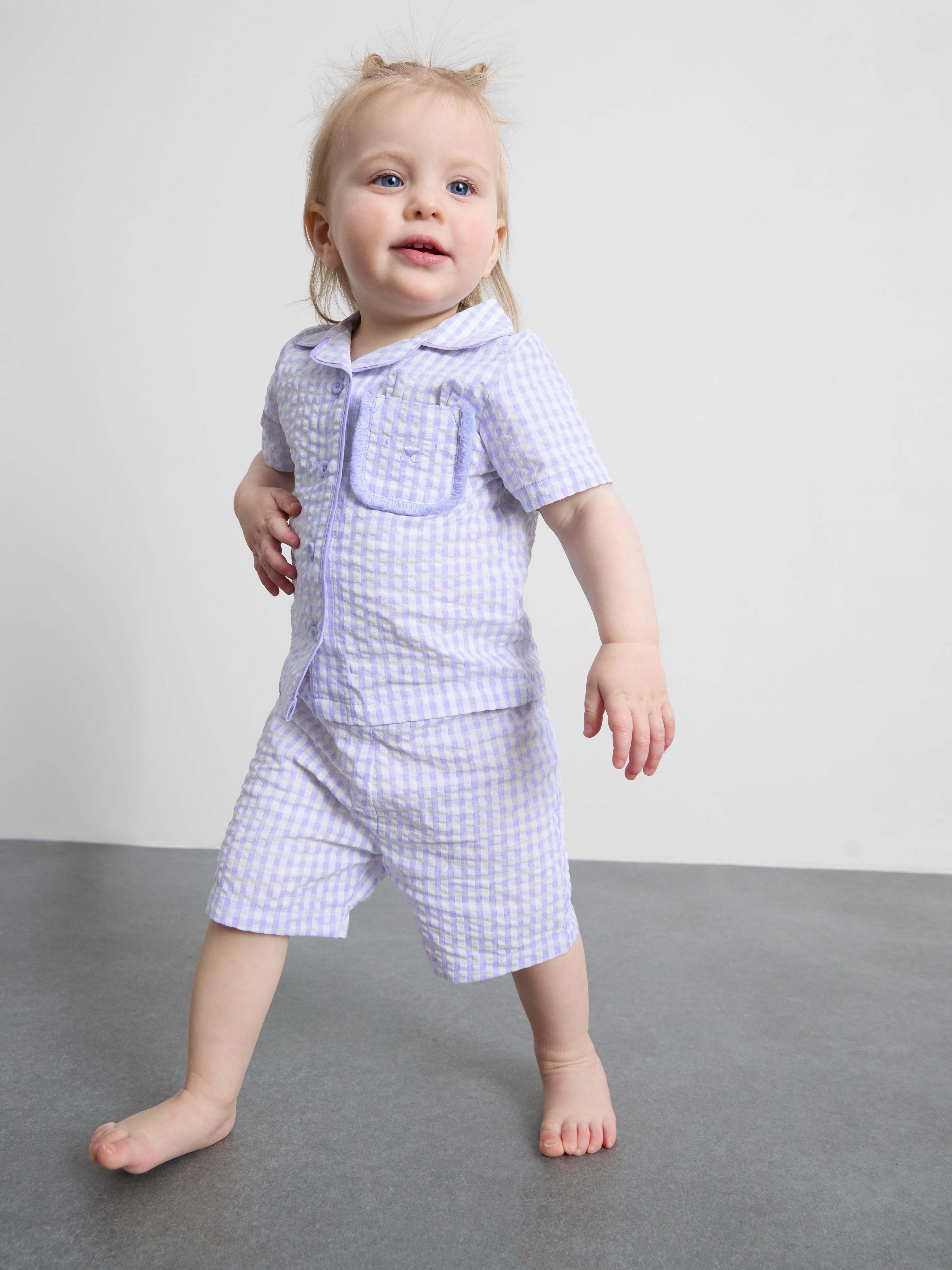 0–12 měsíců | Ginghamové seersuckerové pyžamo