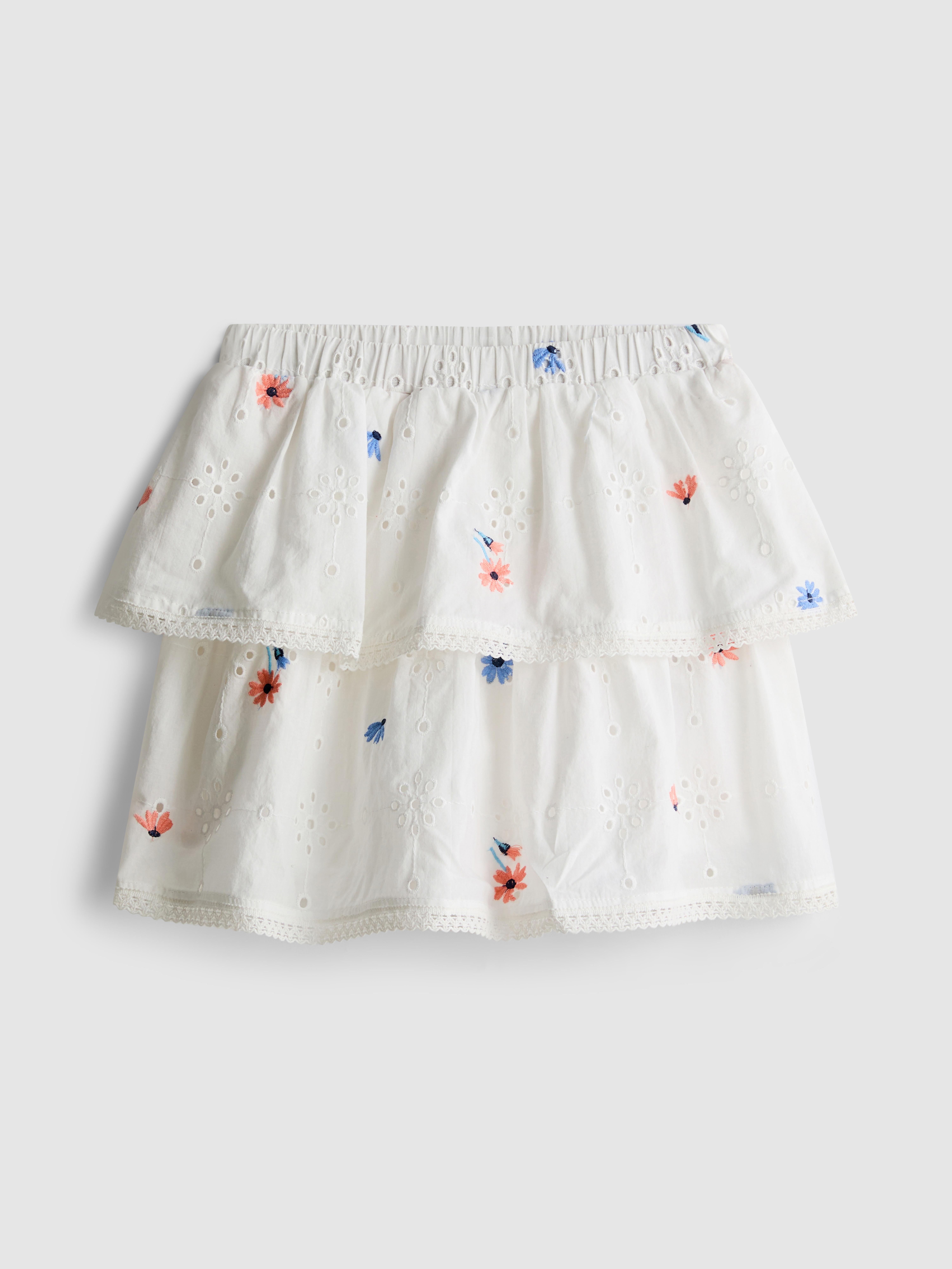 1,5 - 8 ani | Fustă cu volane și broderie englezească