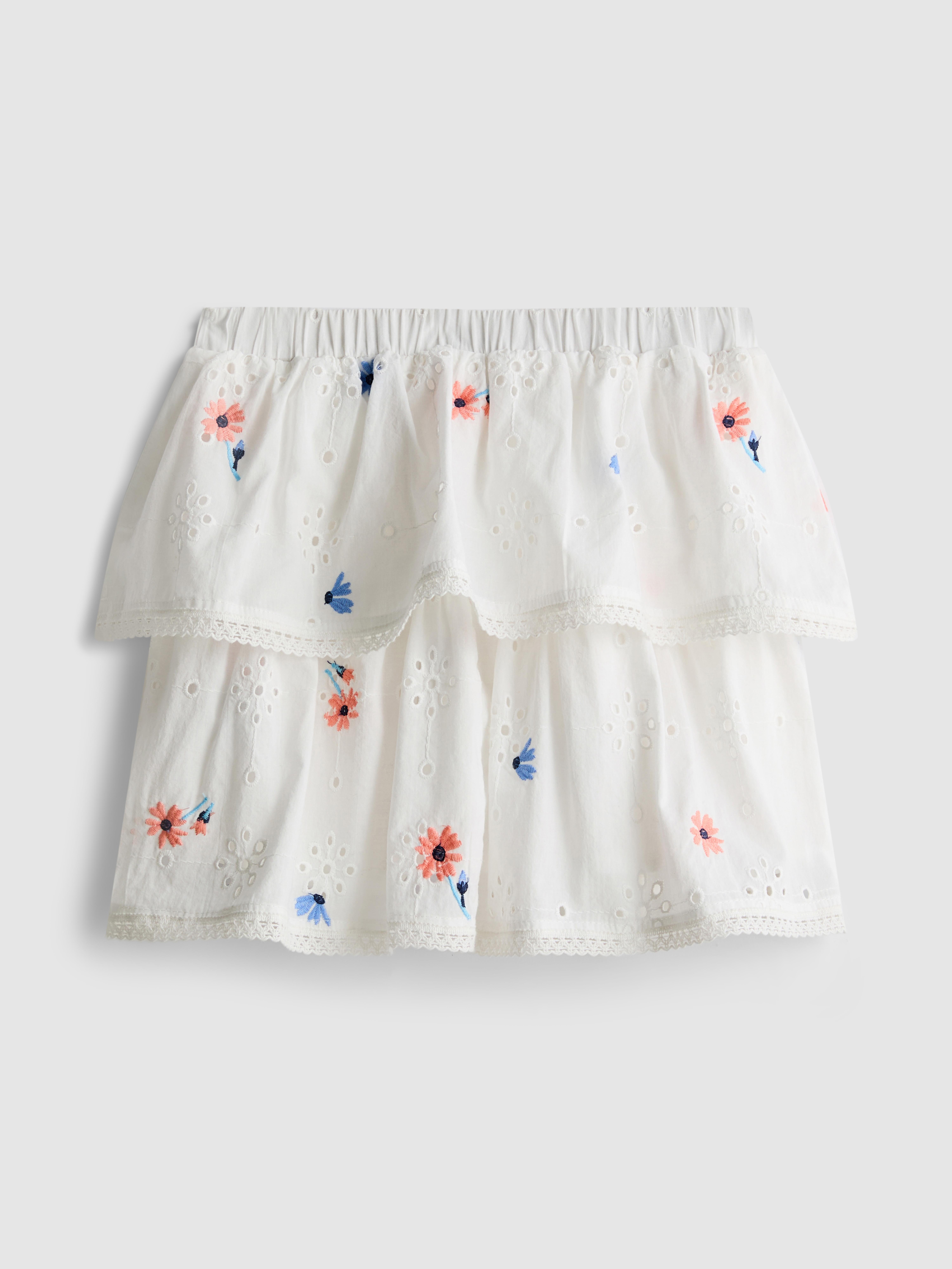1,5 - 8 ani | Fustă cu volane și broderie englezească