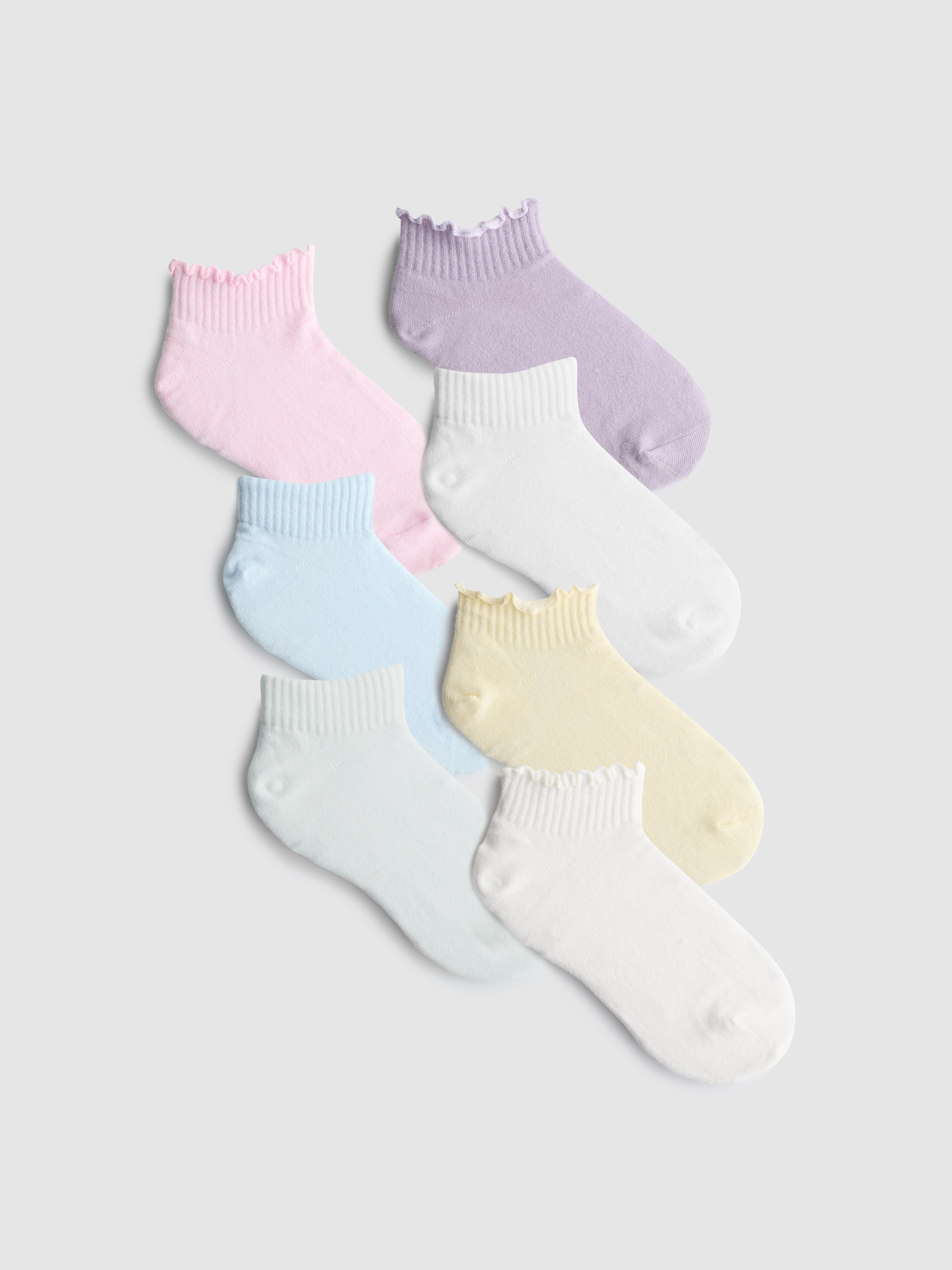 7pk Mixed Pastel Quarter Crew Socks