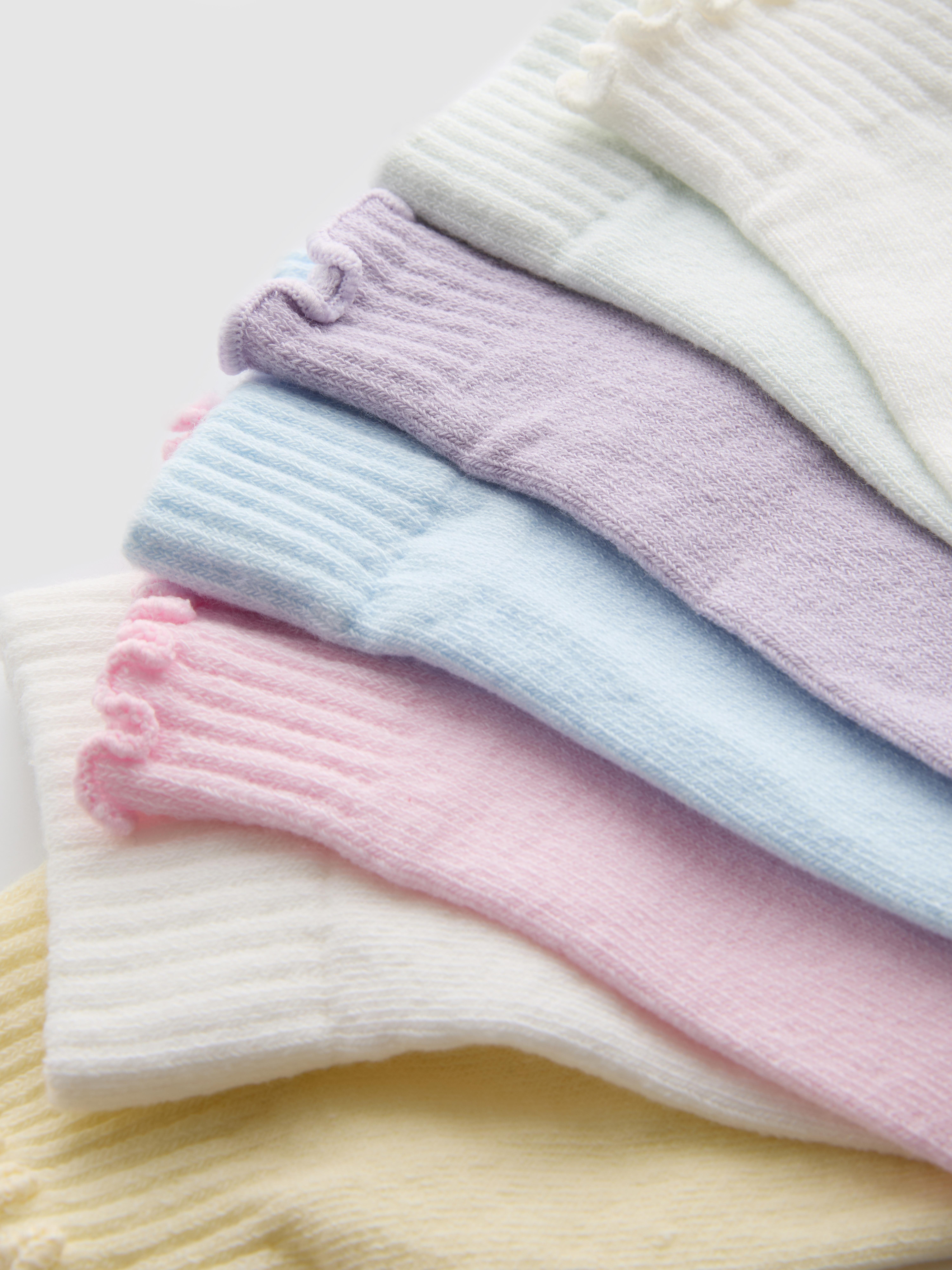 7pk Mixed Pastel Quarter Crew Socks