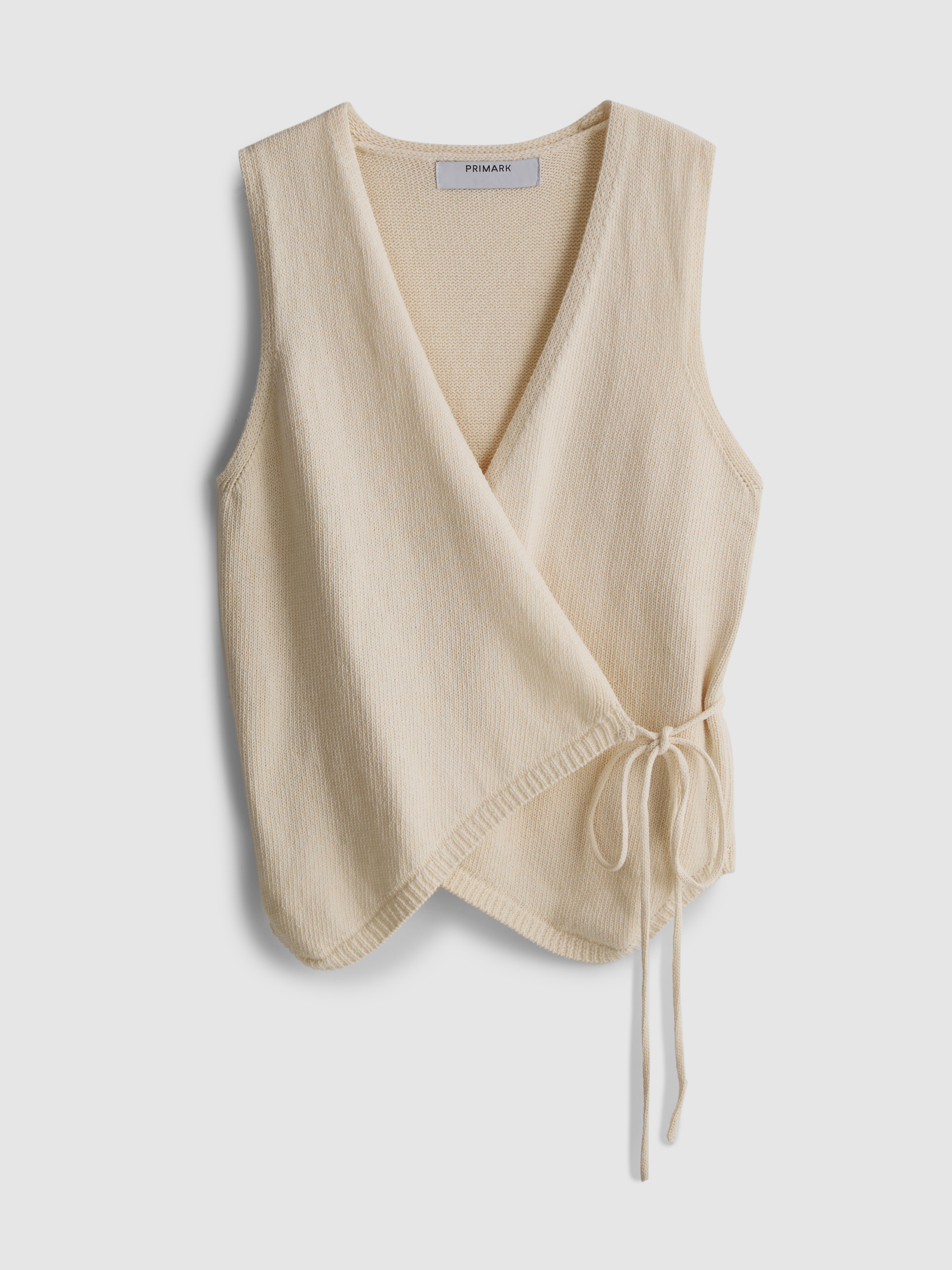 Cotton Rich Knitted Wrap Waistcoat