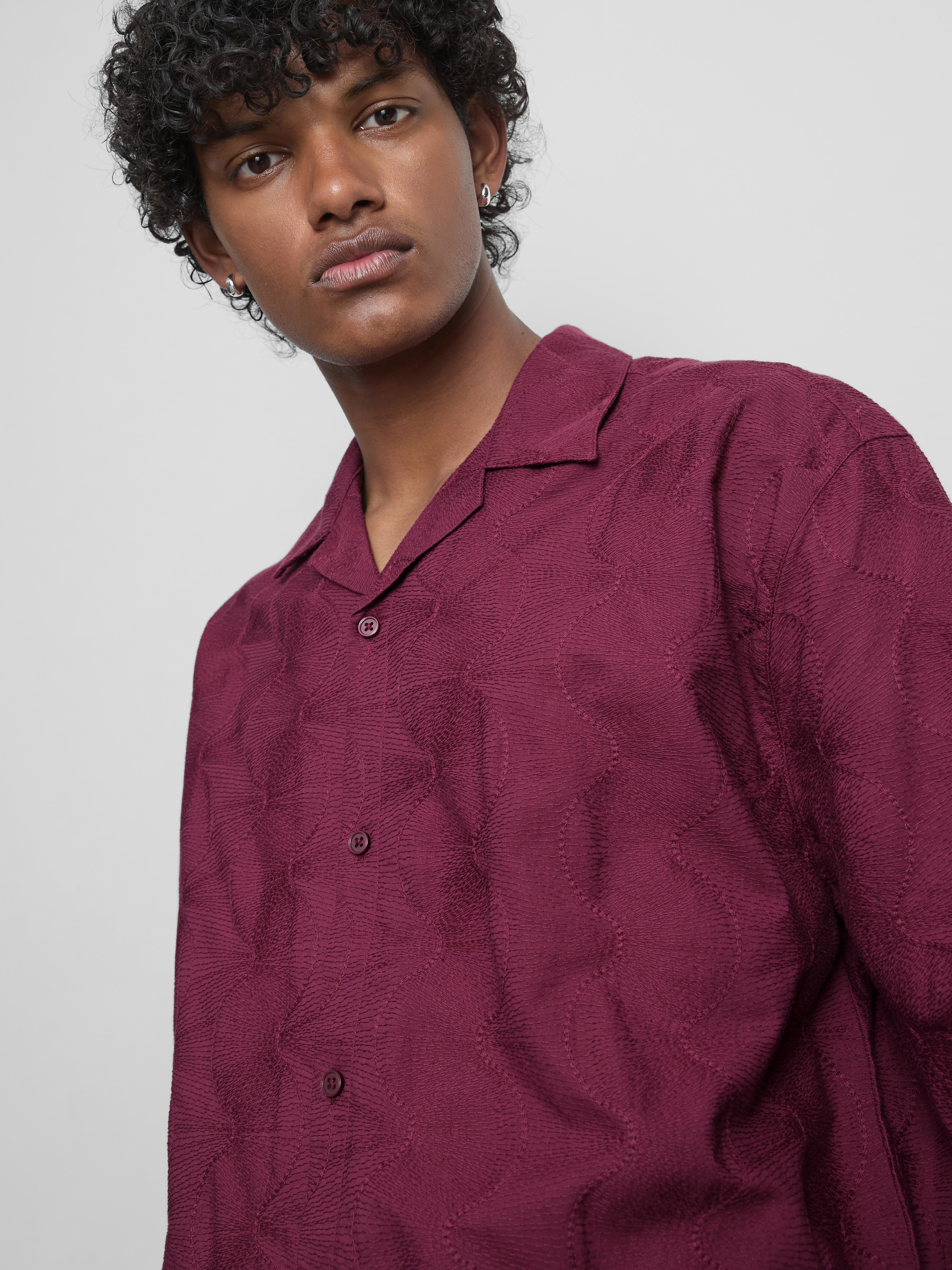 The Edit Textured Short-Sleeve Button-Down Shirt