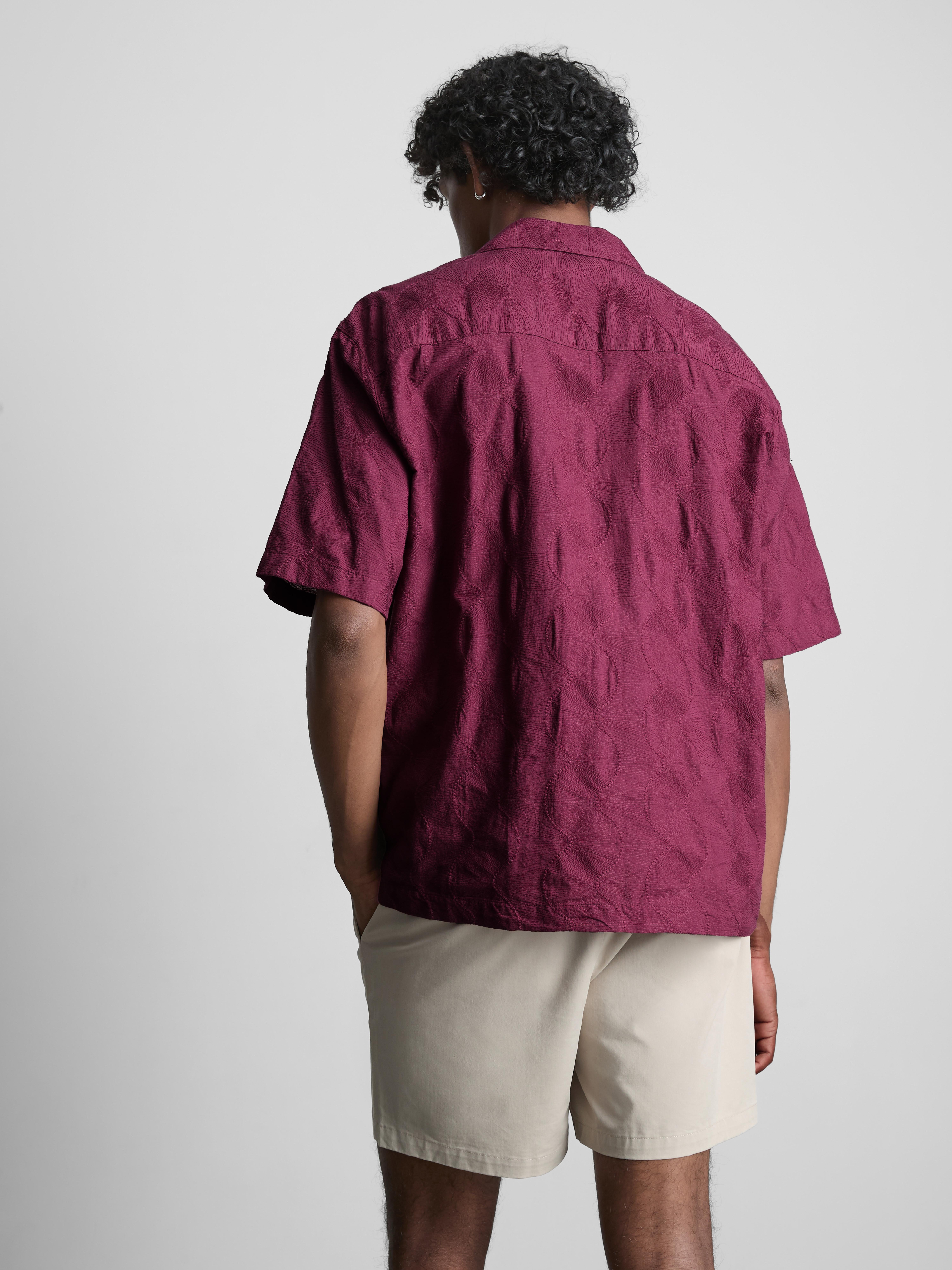 The Edit Textured Short-Sleeve Button-Down Shirt