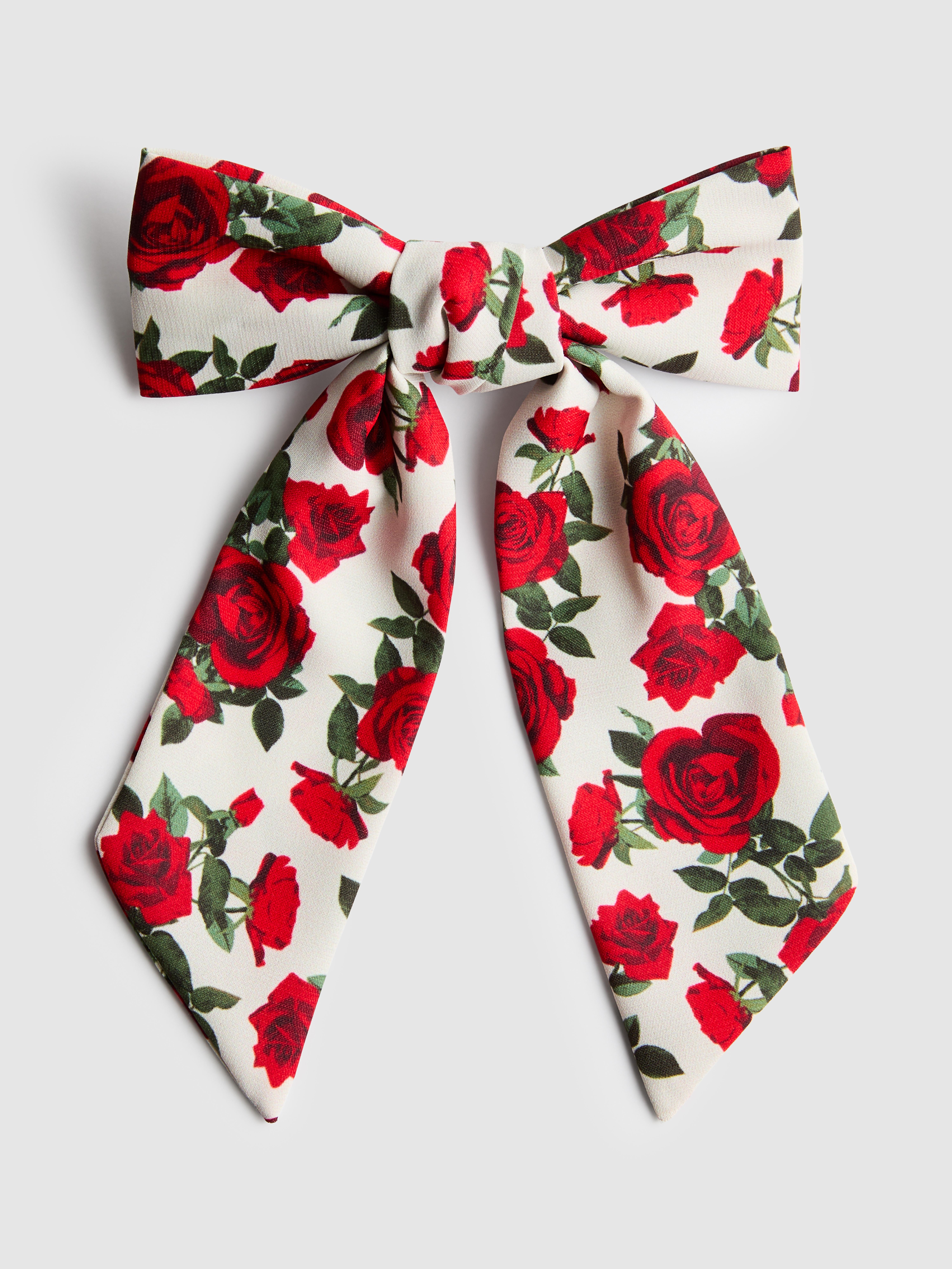 Barrette nœud à imprimé roses