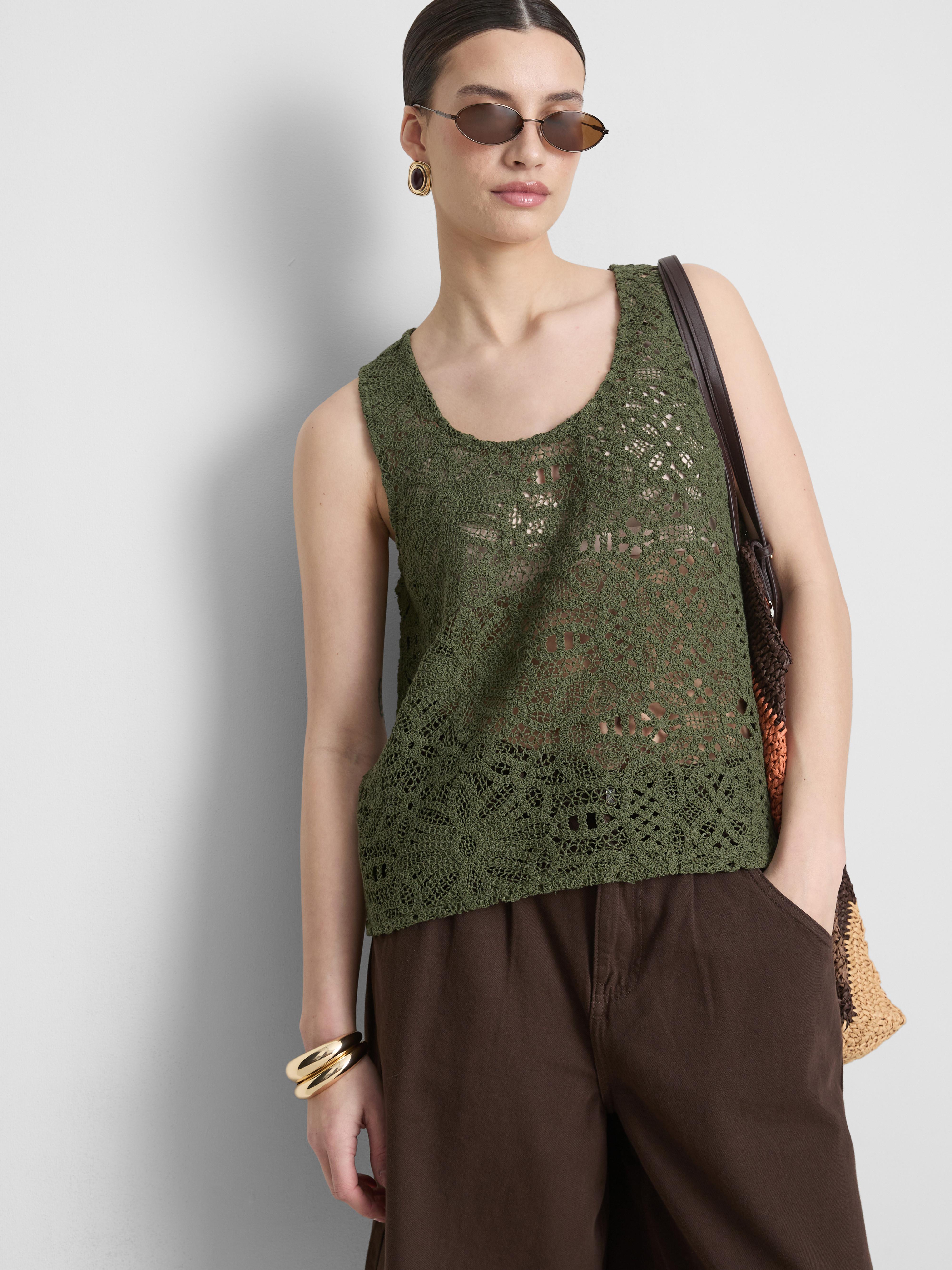Cotton Rich Relaxed Crochet Tank Top