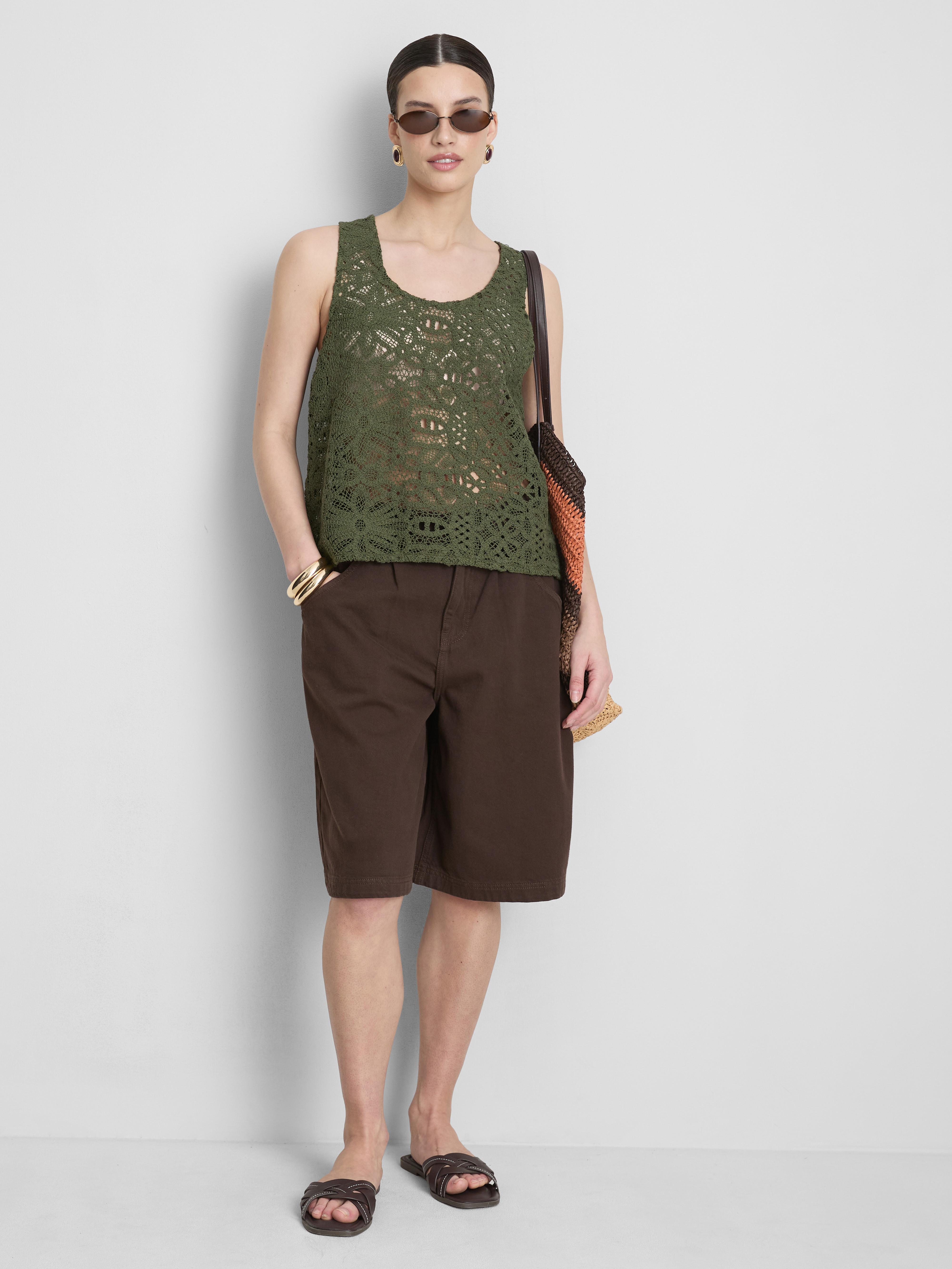 Cotton Rich Relaxed Crochet Tank Top
