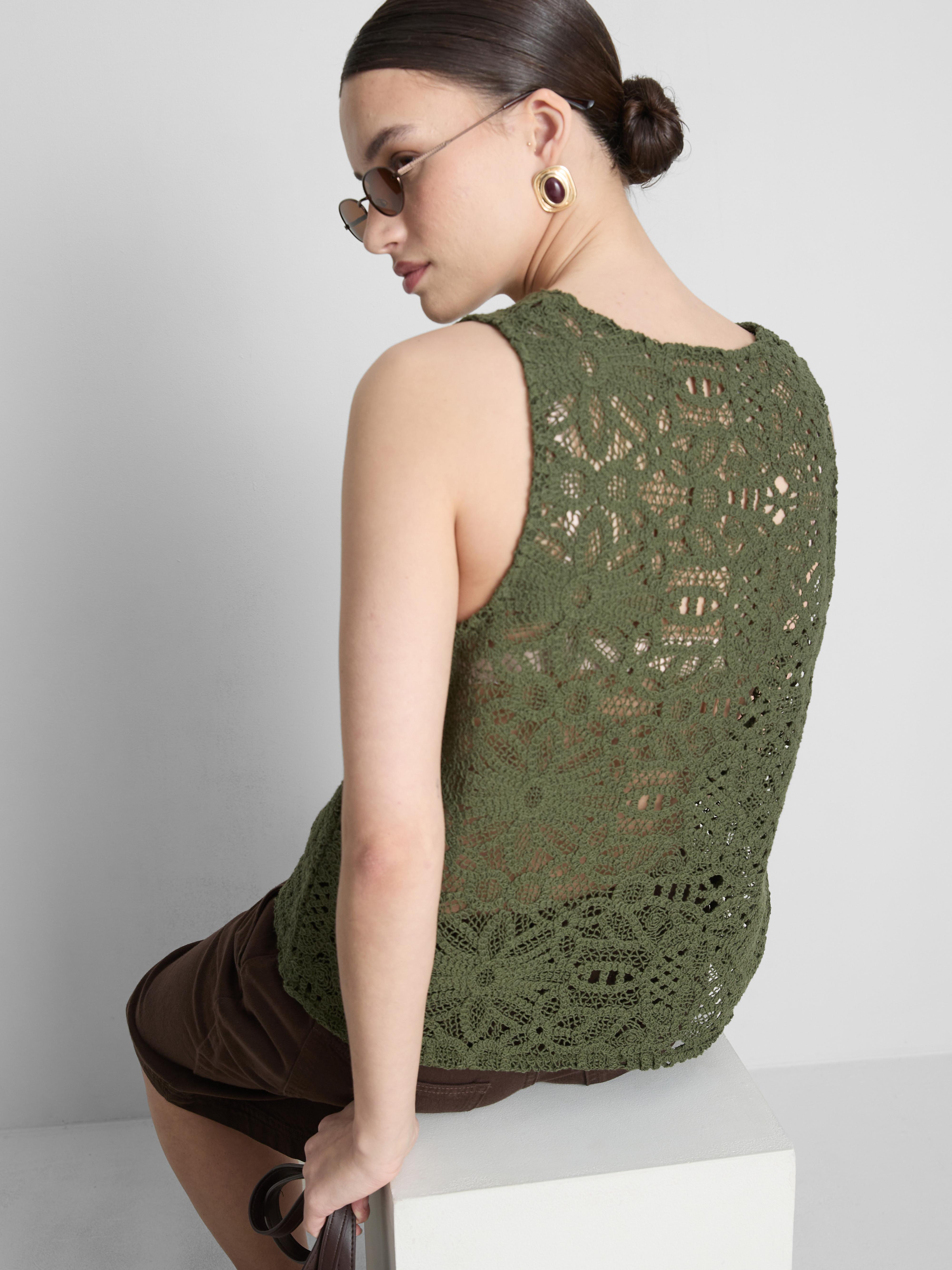 Cotton Rich Relaxed Crochet Tank Top
