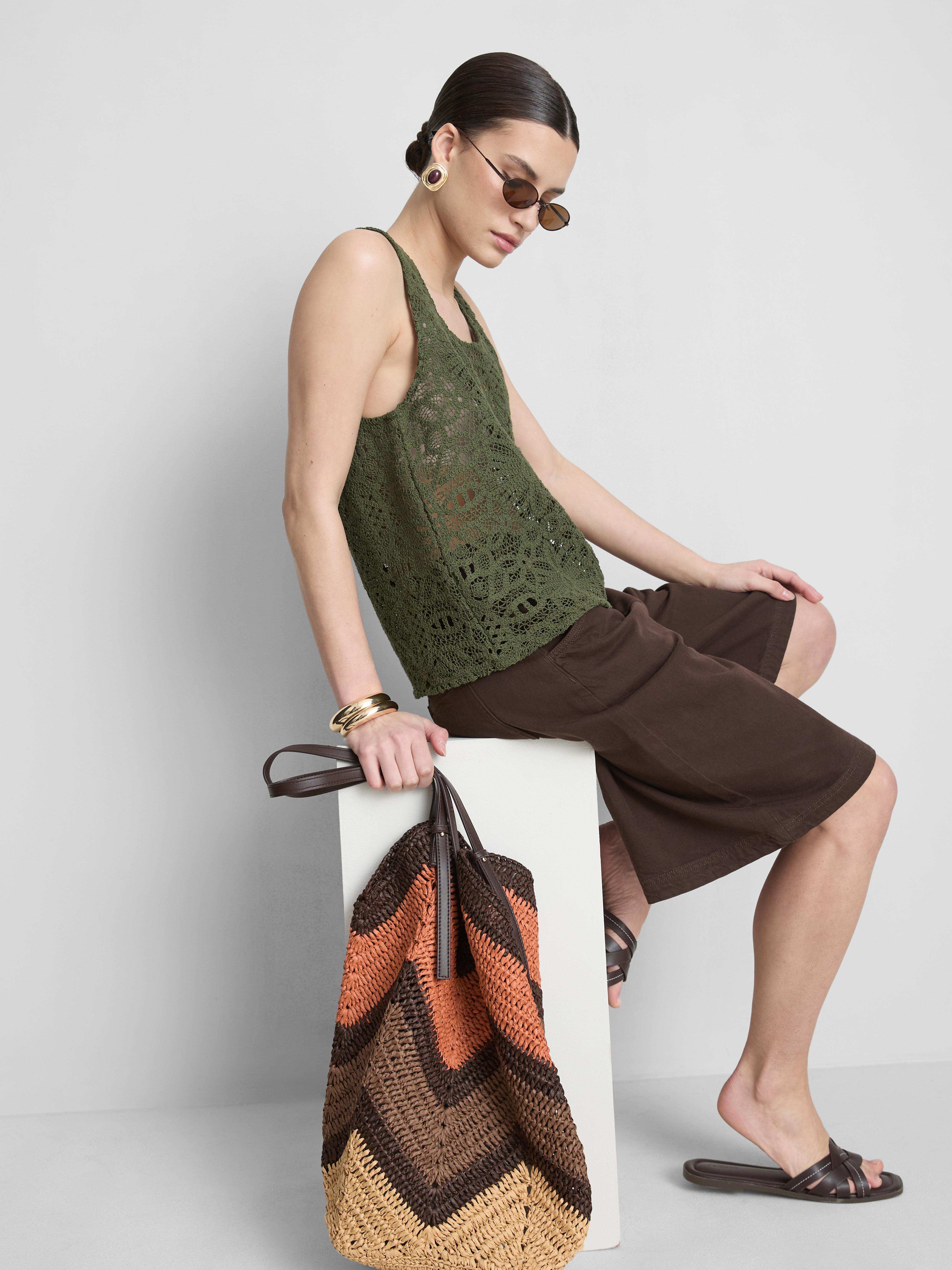 Cotton Rich Relaxed Crochet Tank Top
