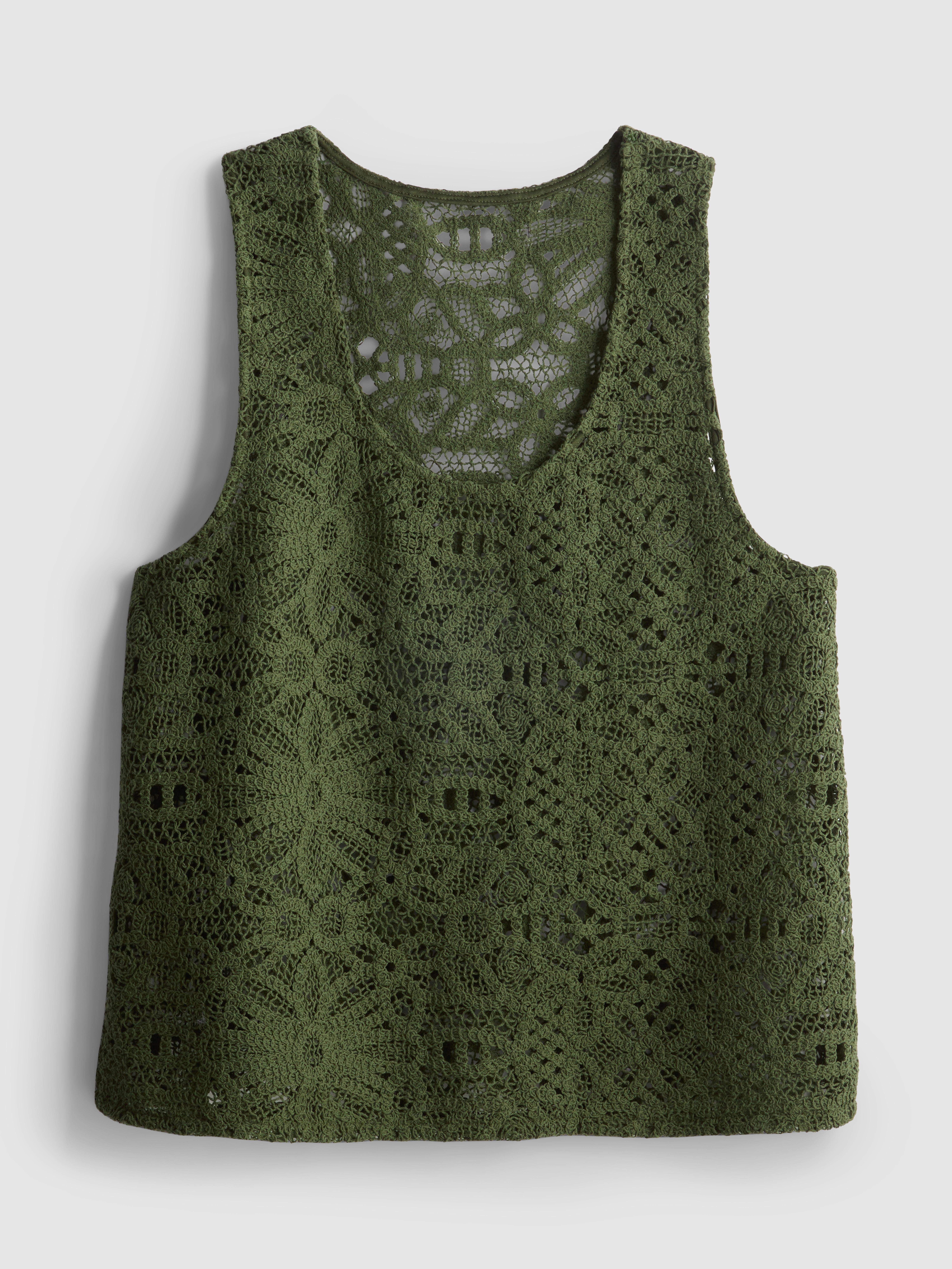 Cotton Rich Relaxed Crochet Tank Top