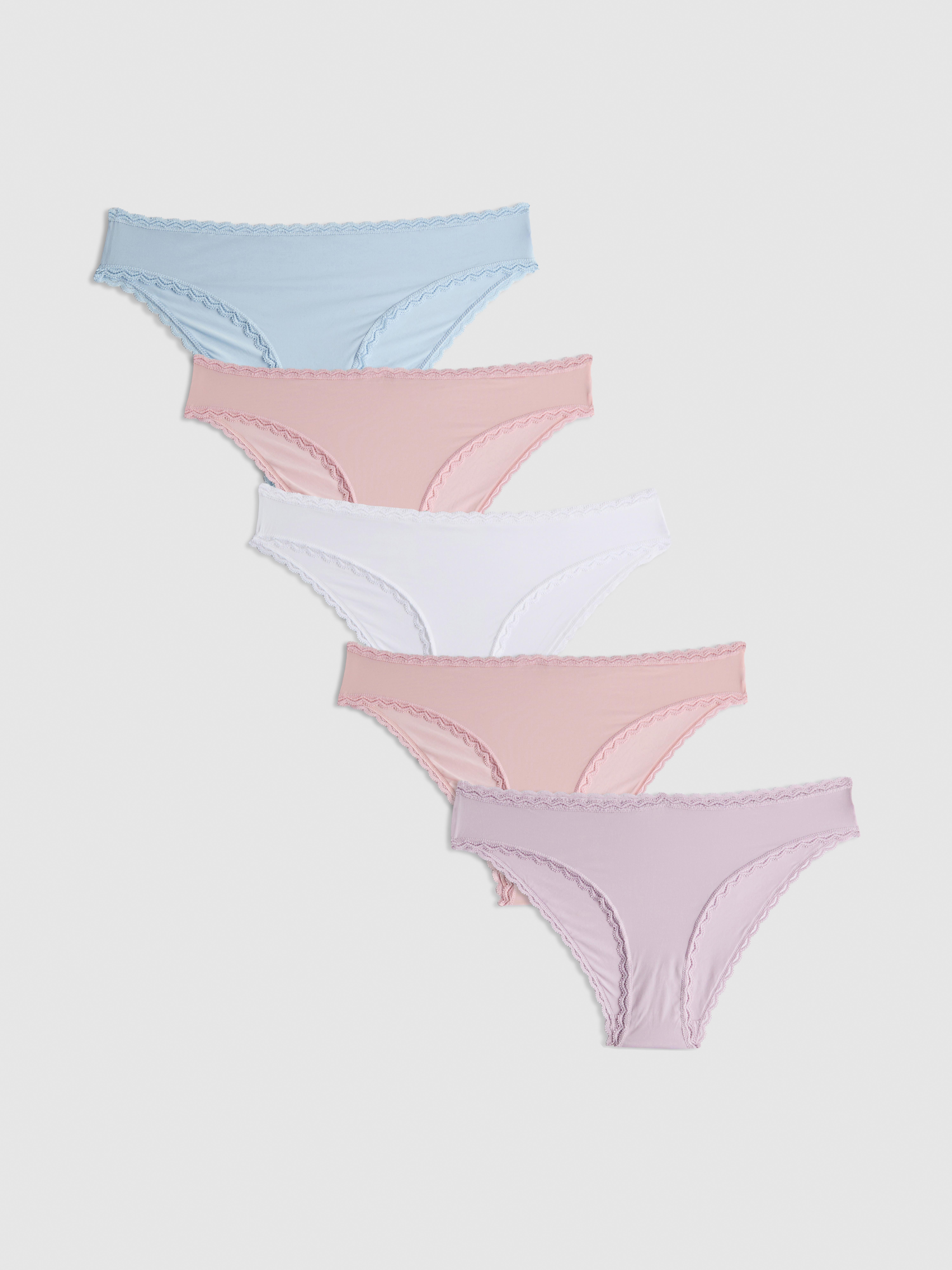 Brazilian slips met kanten rand, set van 5