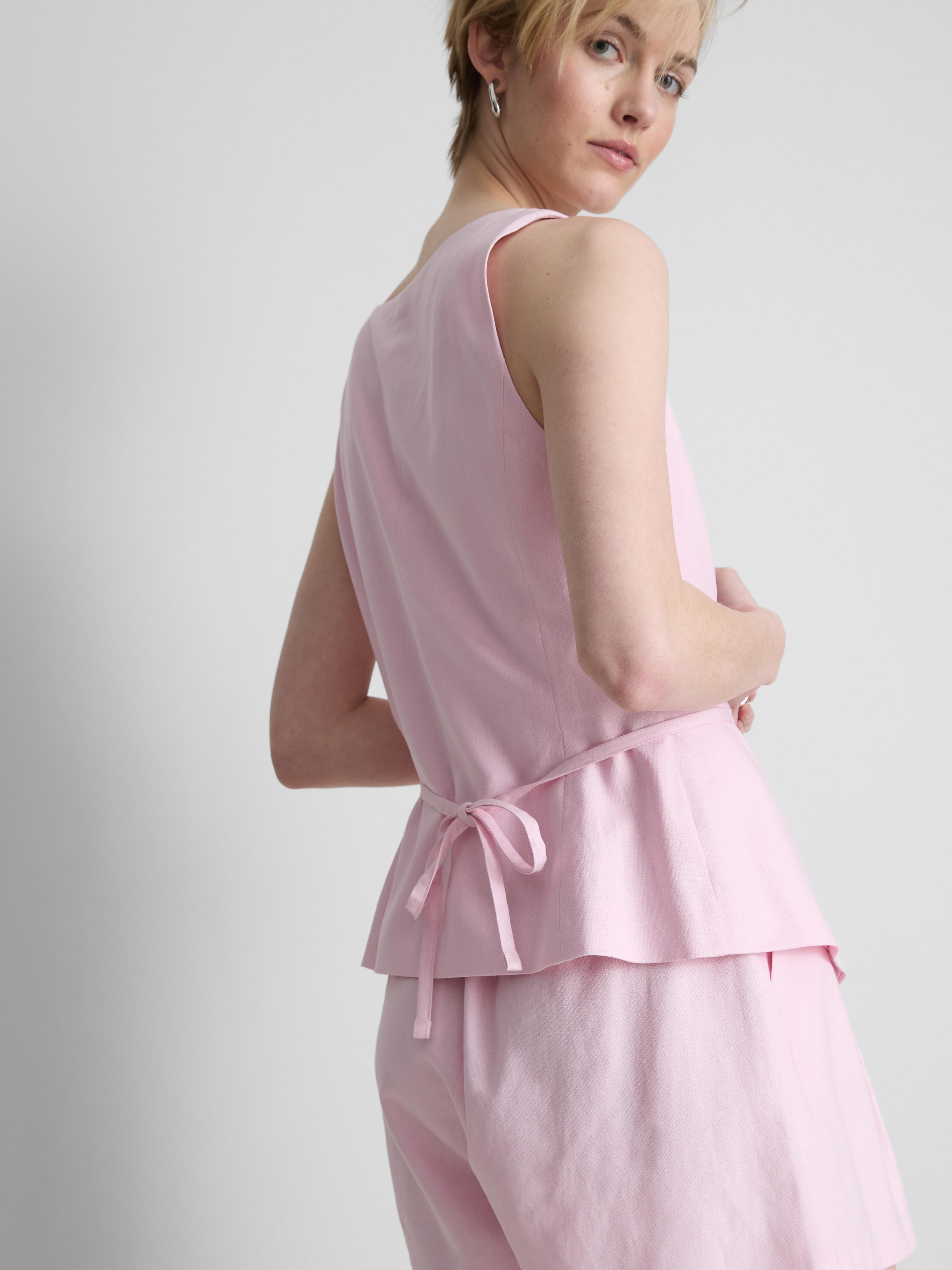 Linen Blend Square Neck Waistcoat
