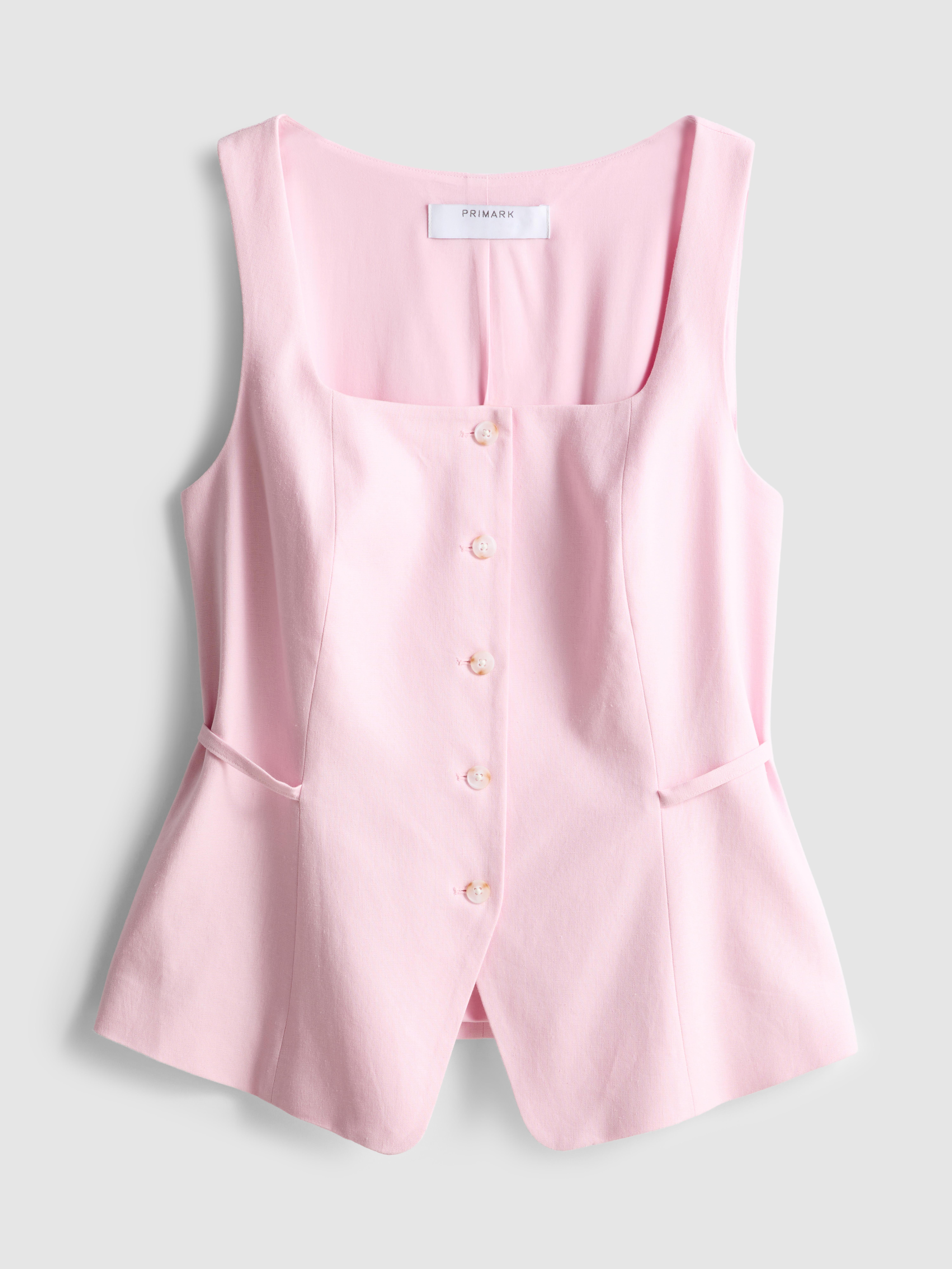 Linen Blend Square Neck Waistcoat