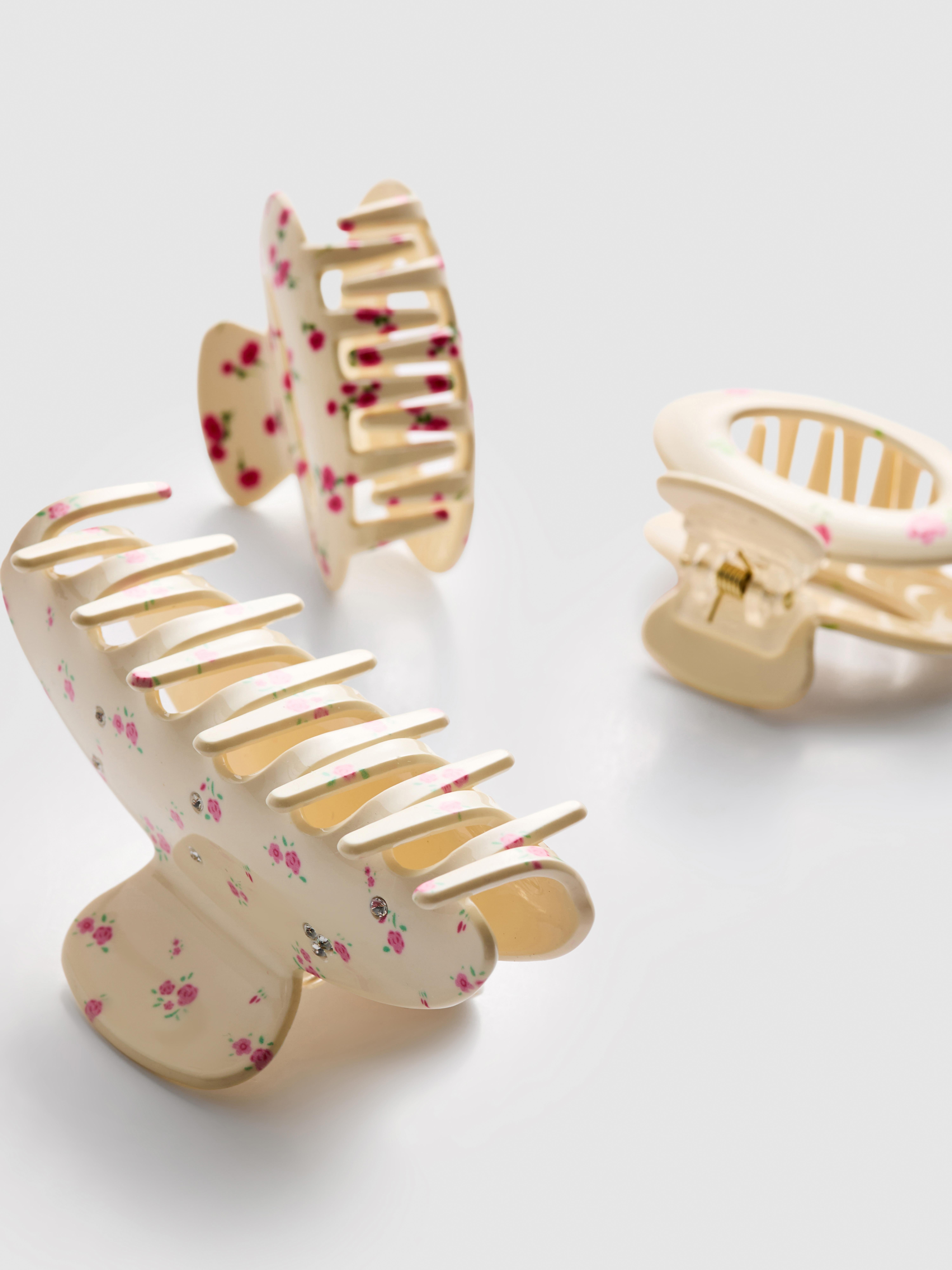 Haarclips met bloemmotief, set van 3