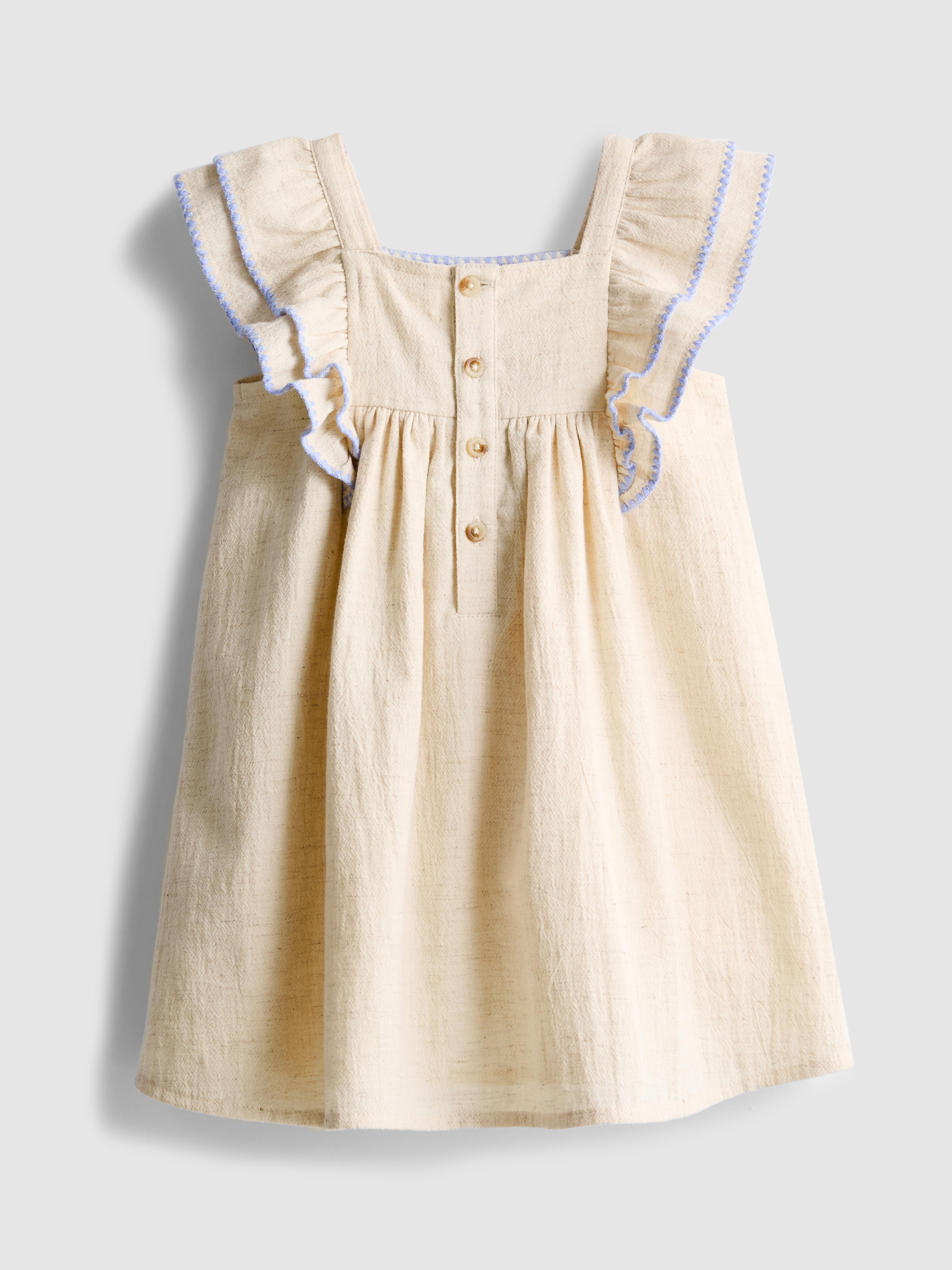 0-18mths | Floral Embroidered Newborn Smock Dress