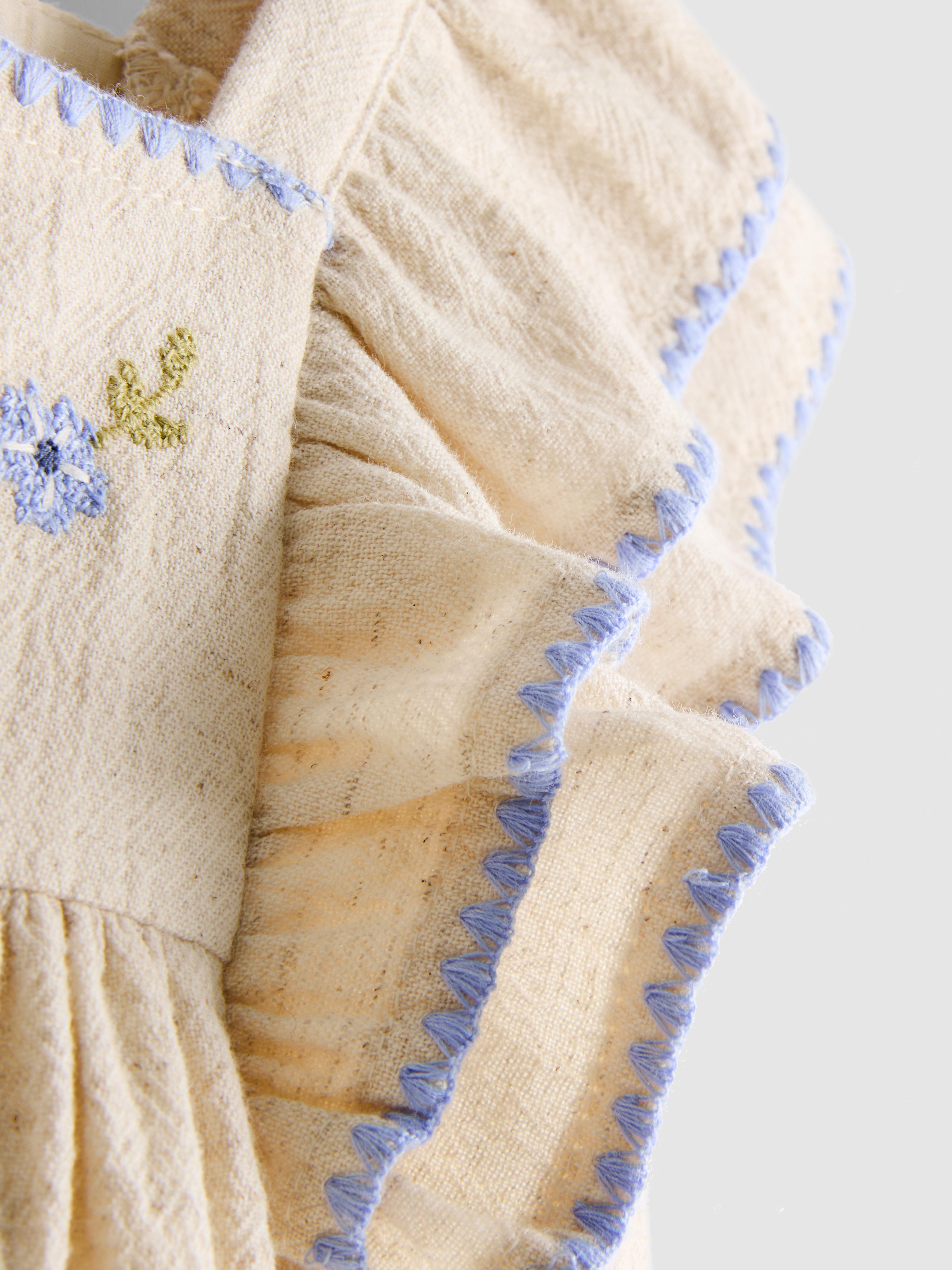 0-18mths | Floral Embroidered Newborn Smock Dress