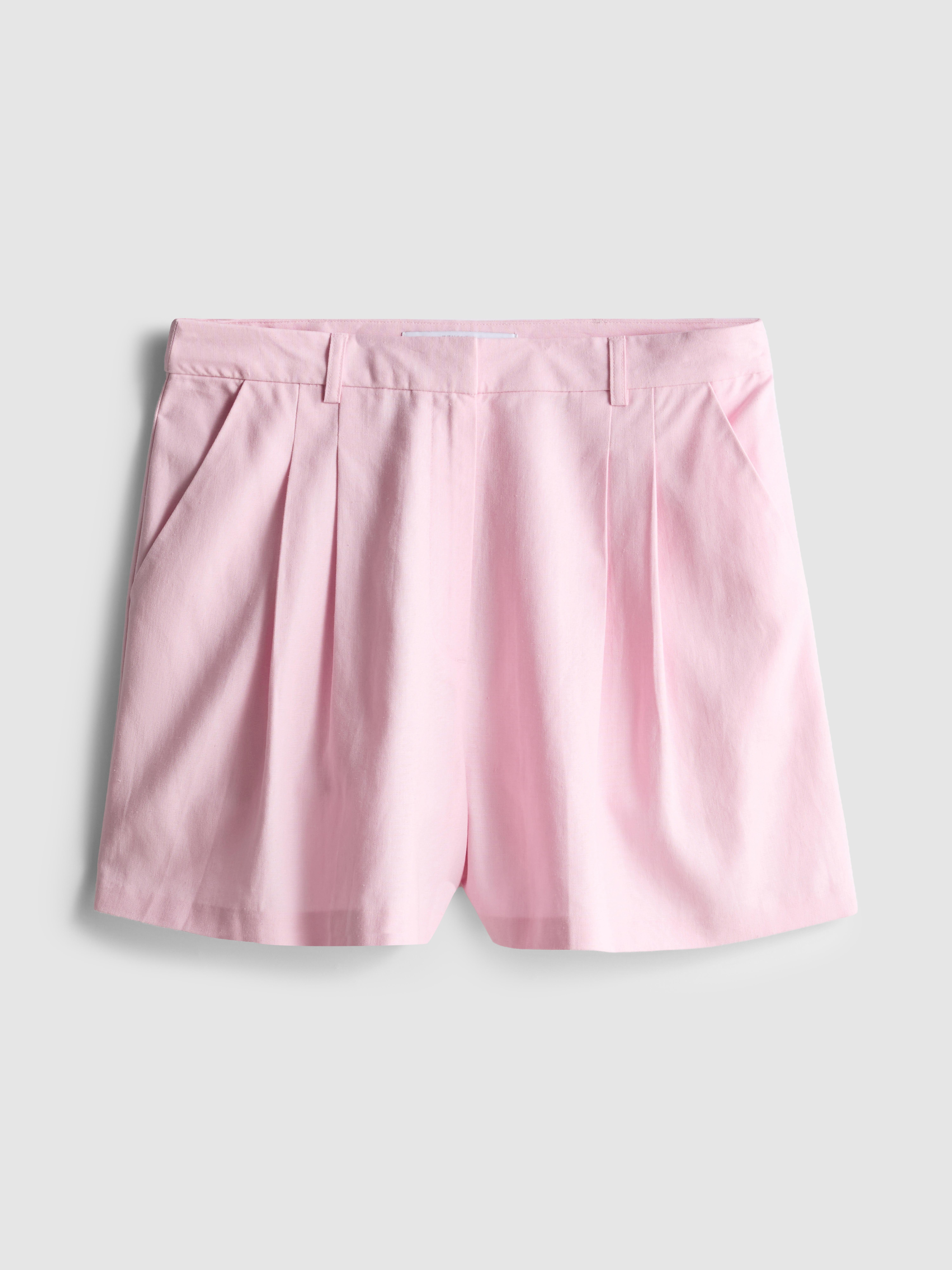 Linen Blend Wide Leg Shorts