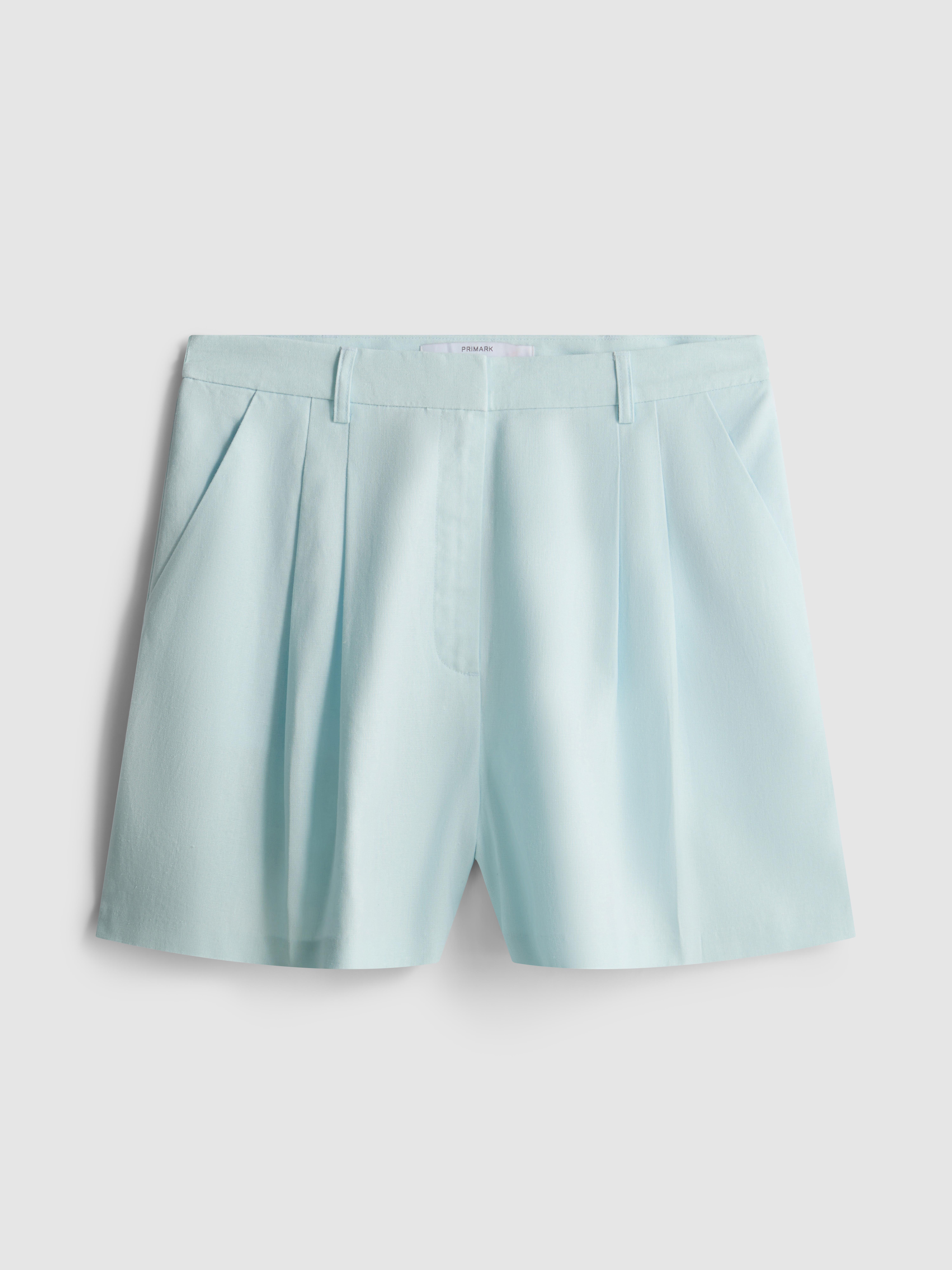 Linen Blend Wide Leg Shorts
