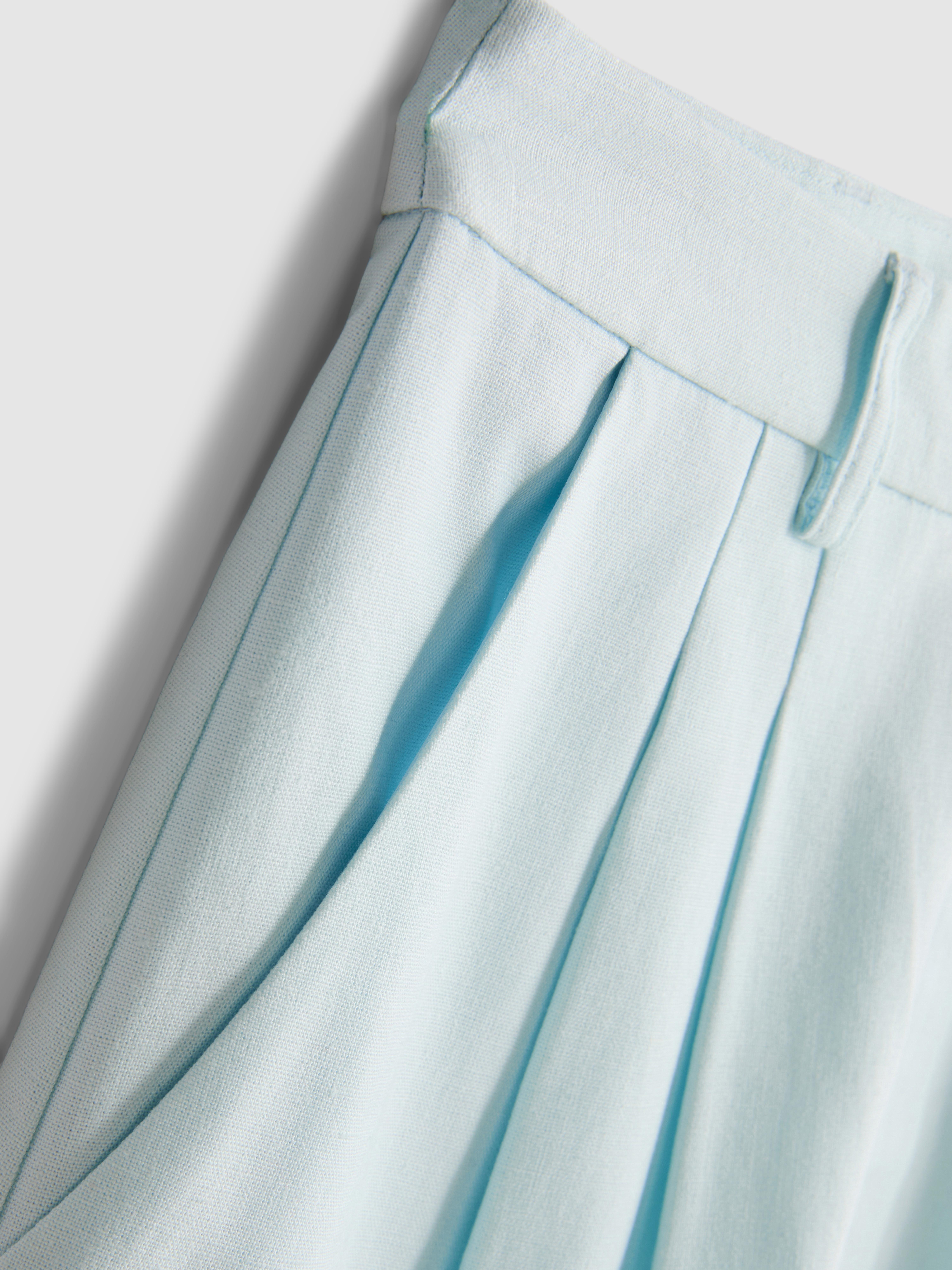Linen Blend Wide Leg Shorts