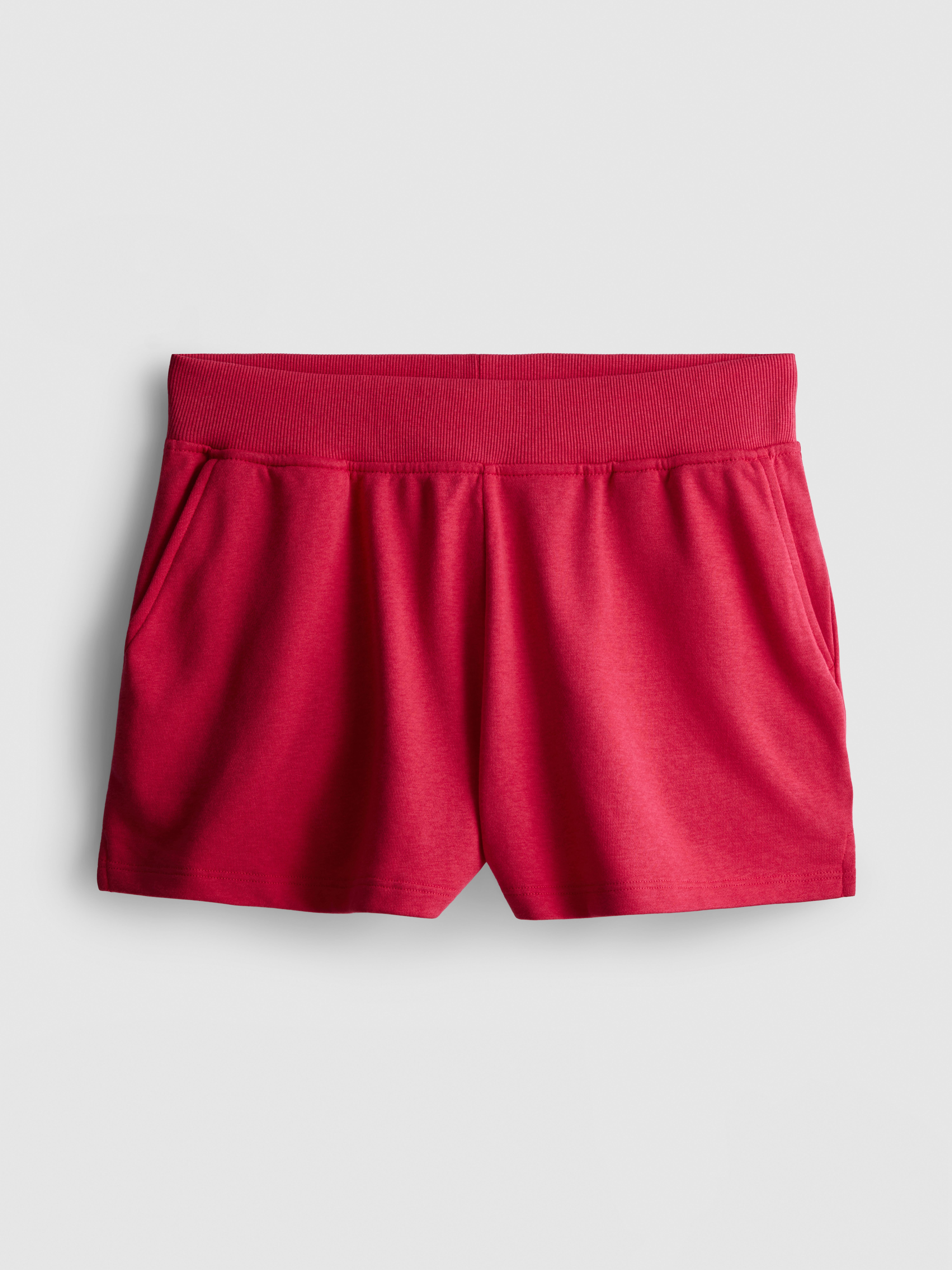 Loungeshort van katoen met splitzoom Rood