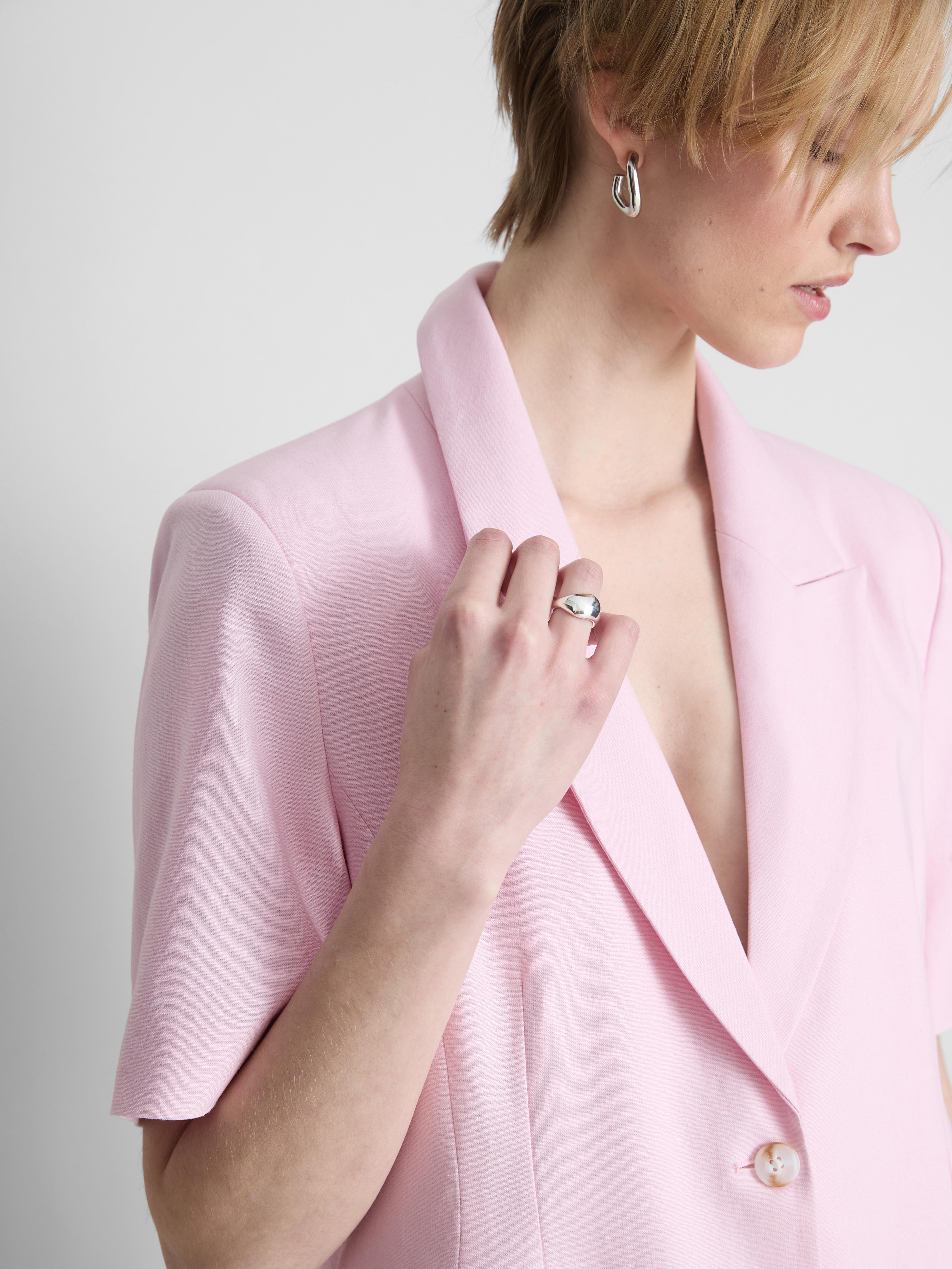 Linen Blend Short Sleeve Blazer