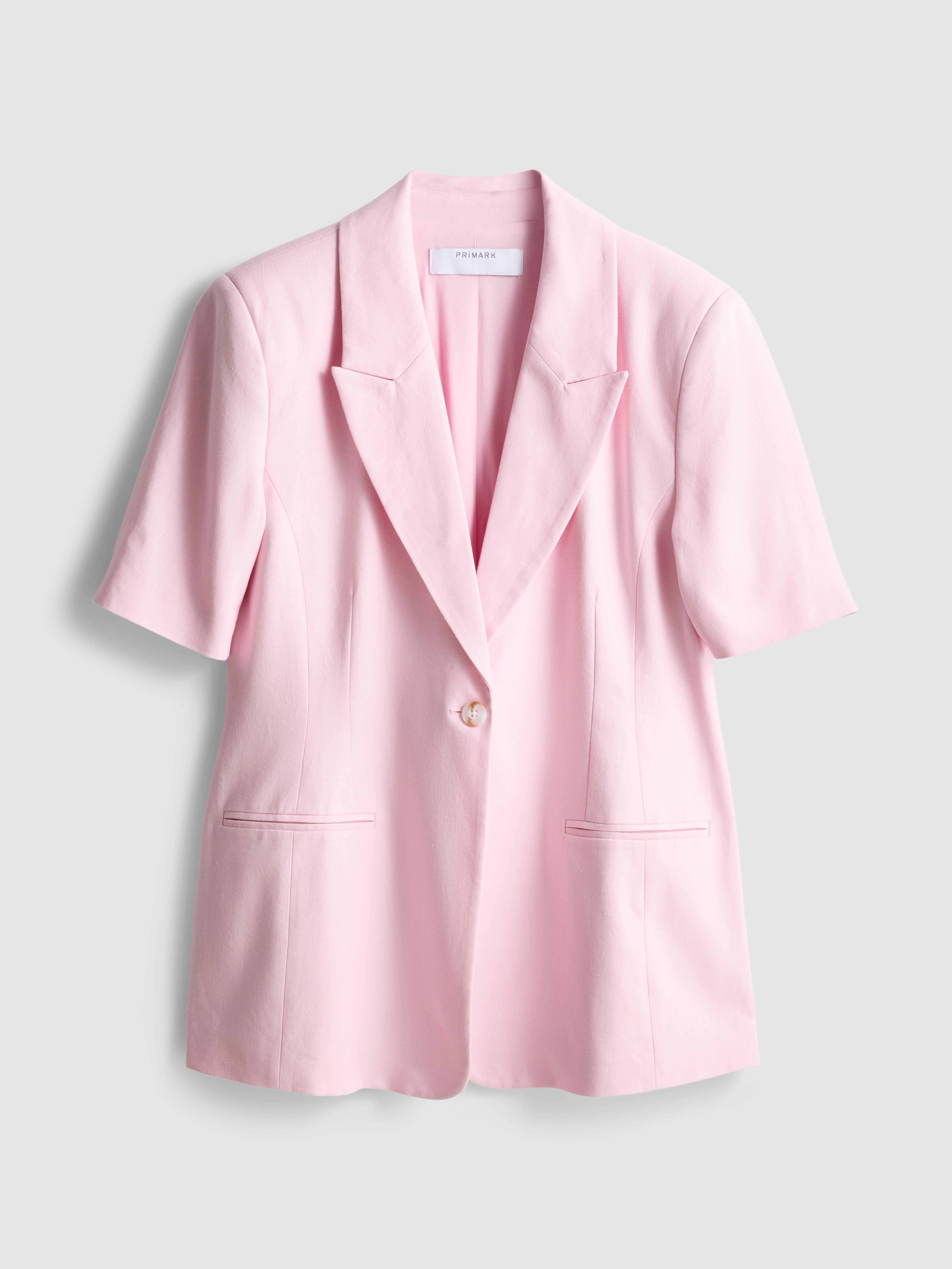 Linen Blend Short Sleeve Blazer