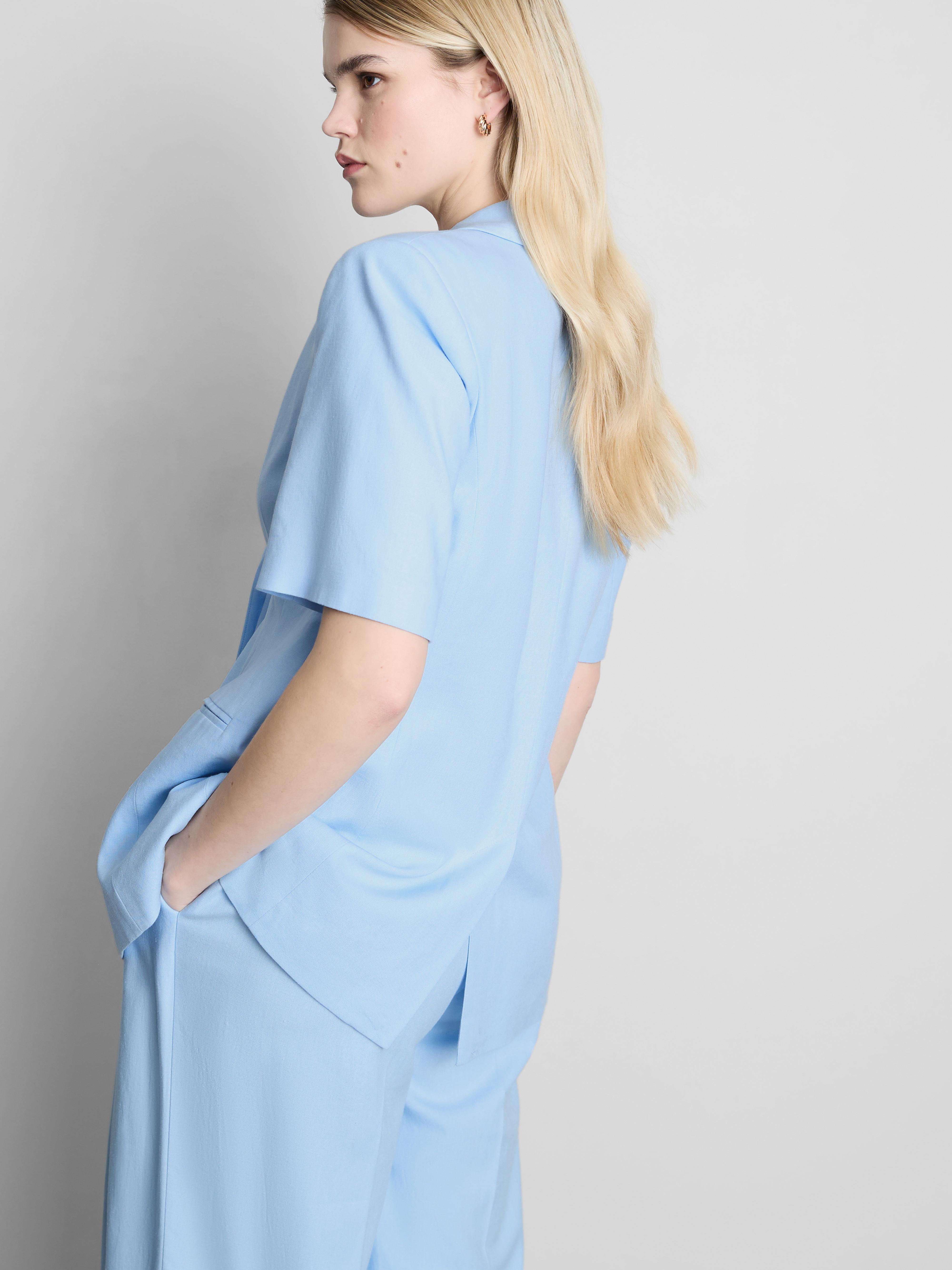 Linen Blend Short Sleeve Blazer