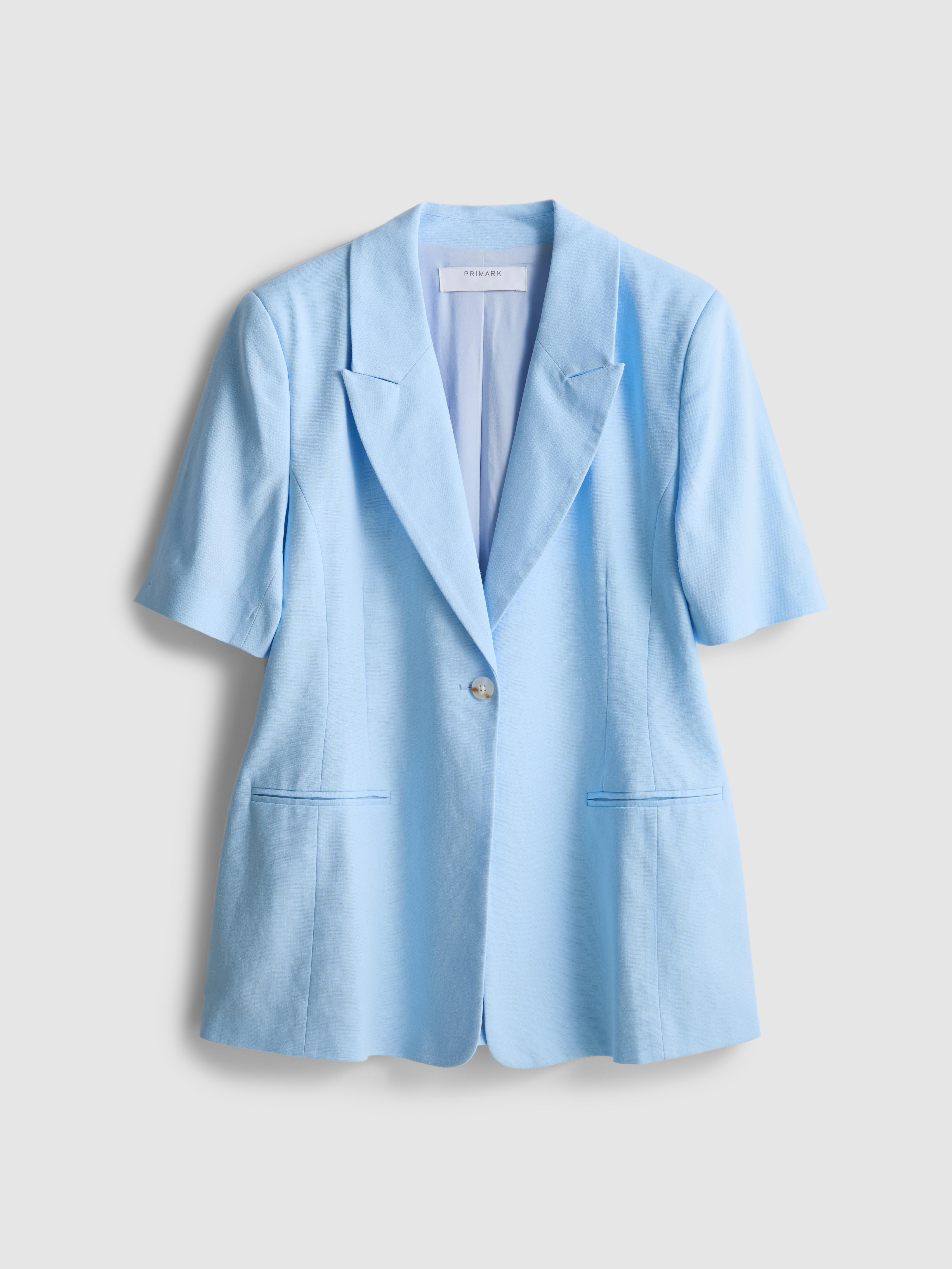 Linen Blend Short Sleeve Blazer