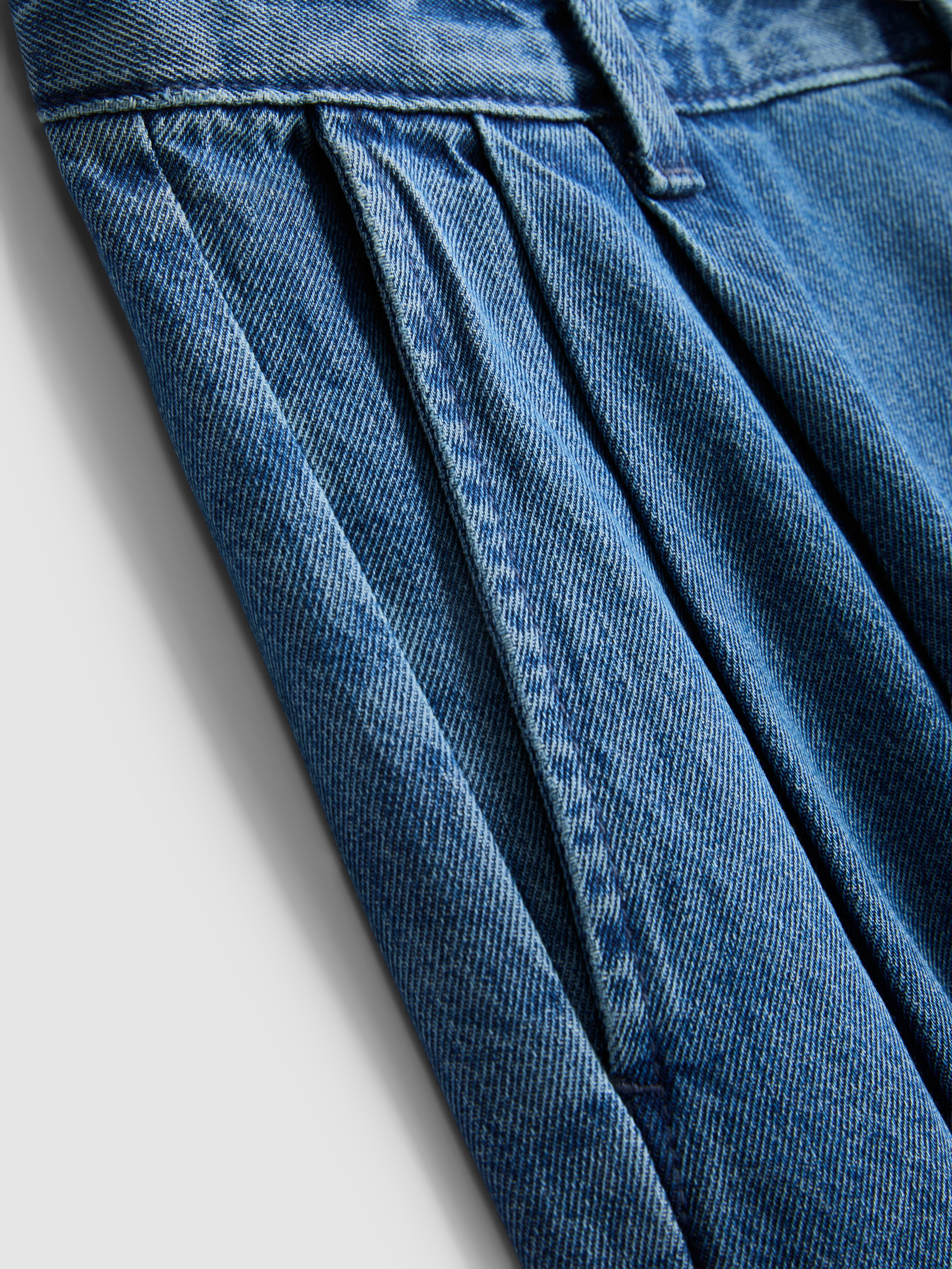 High-Waisted Wide-Leg Cotton Denim Jeans