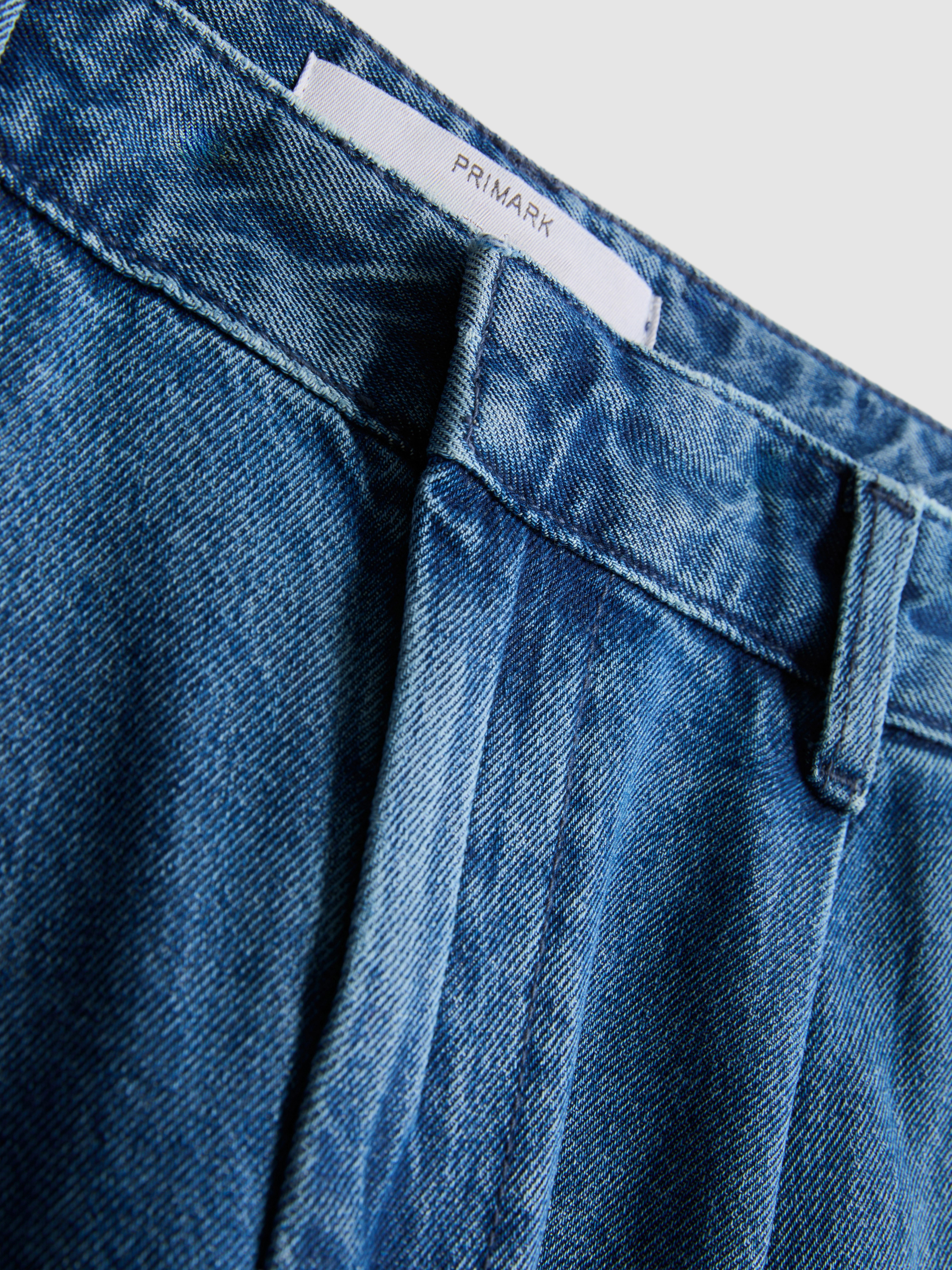 High-Waisted Wide-Leg Cotton Denim Jeans