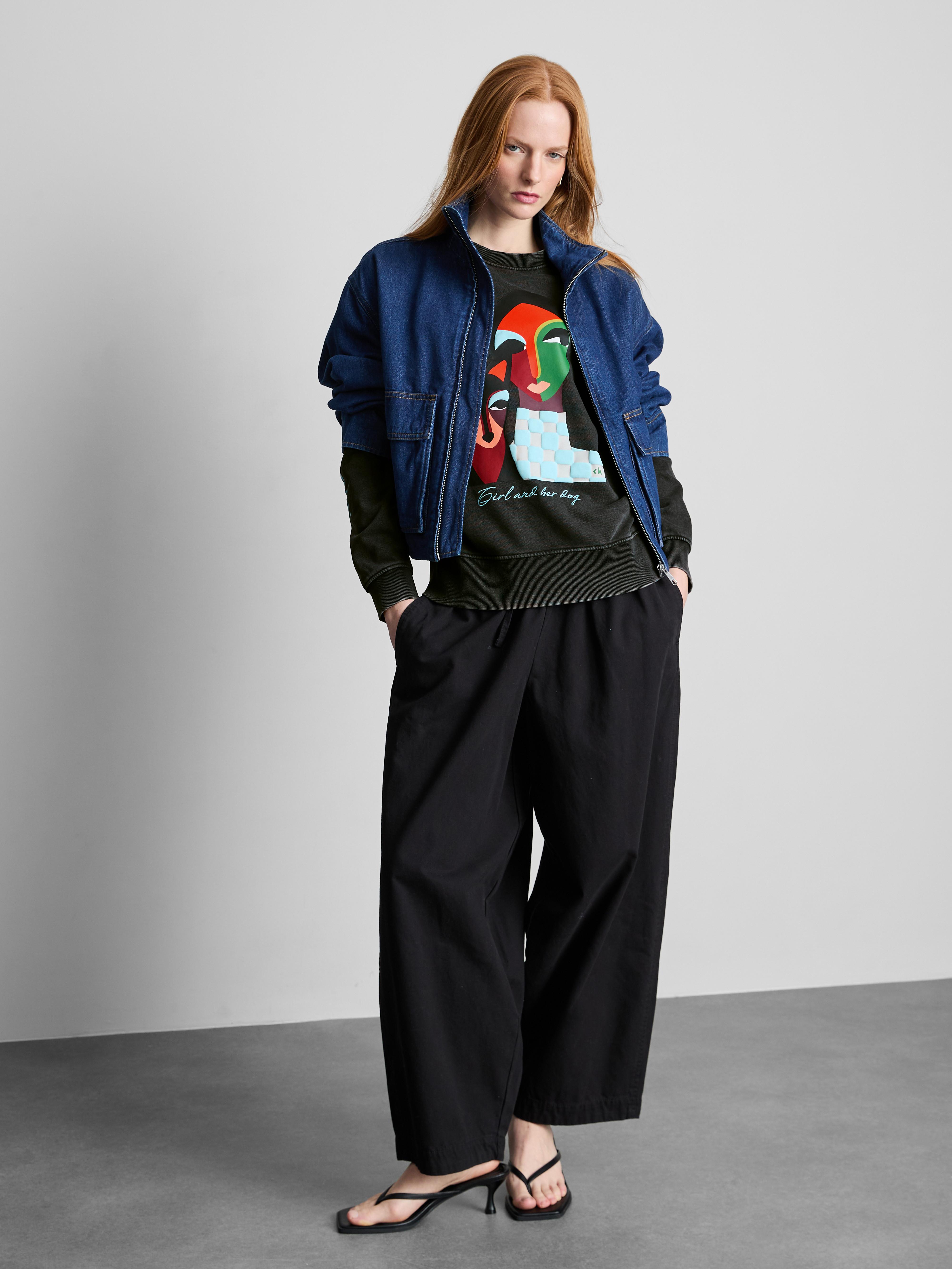 Cortney Herron Girl and Her Dog Print Sweatshirt