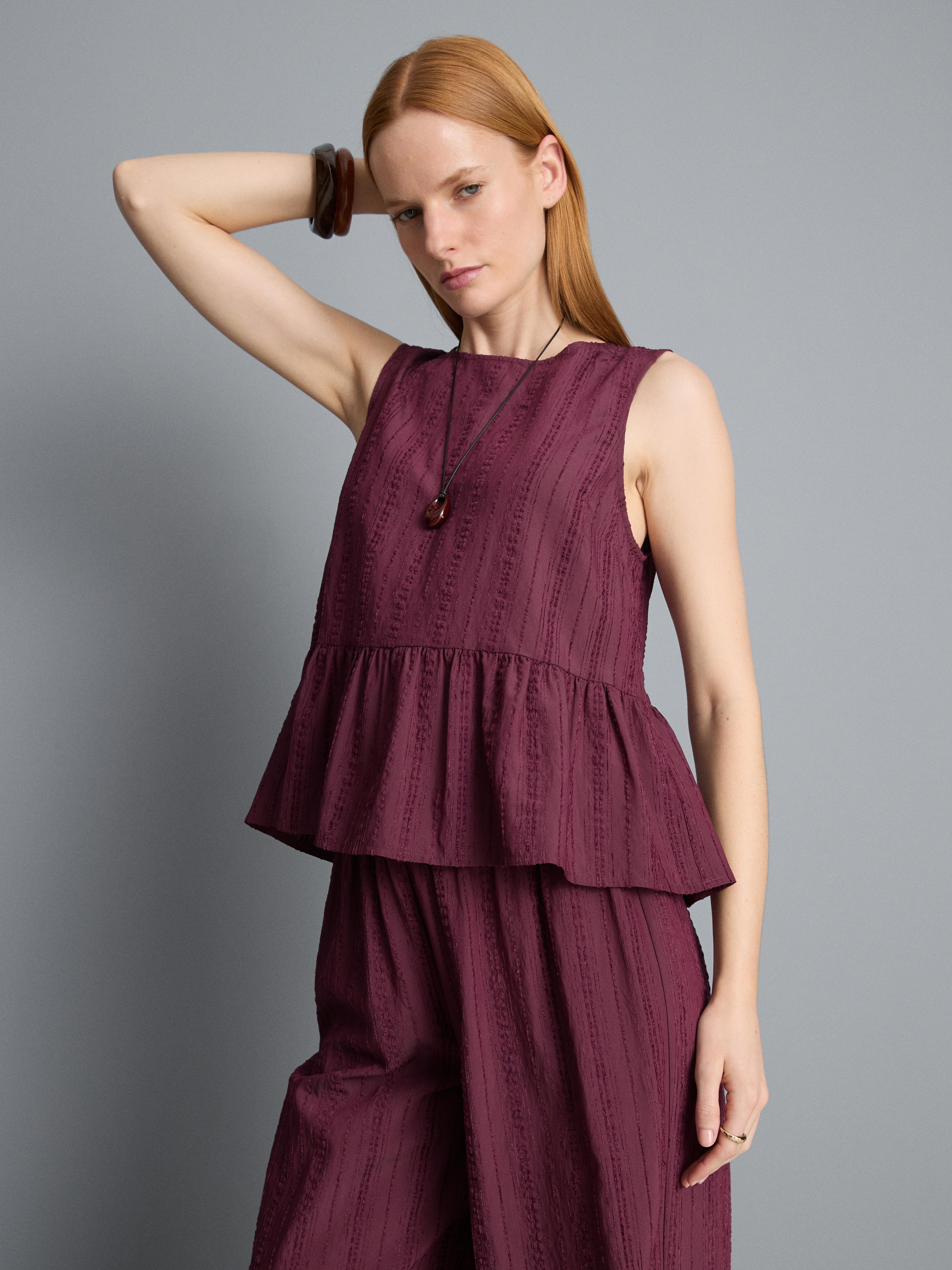 Striped Peplum Hem Tank Top
