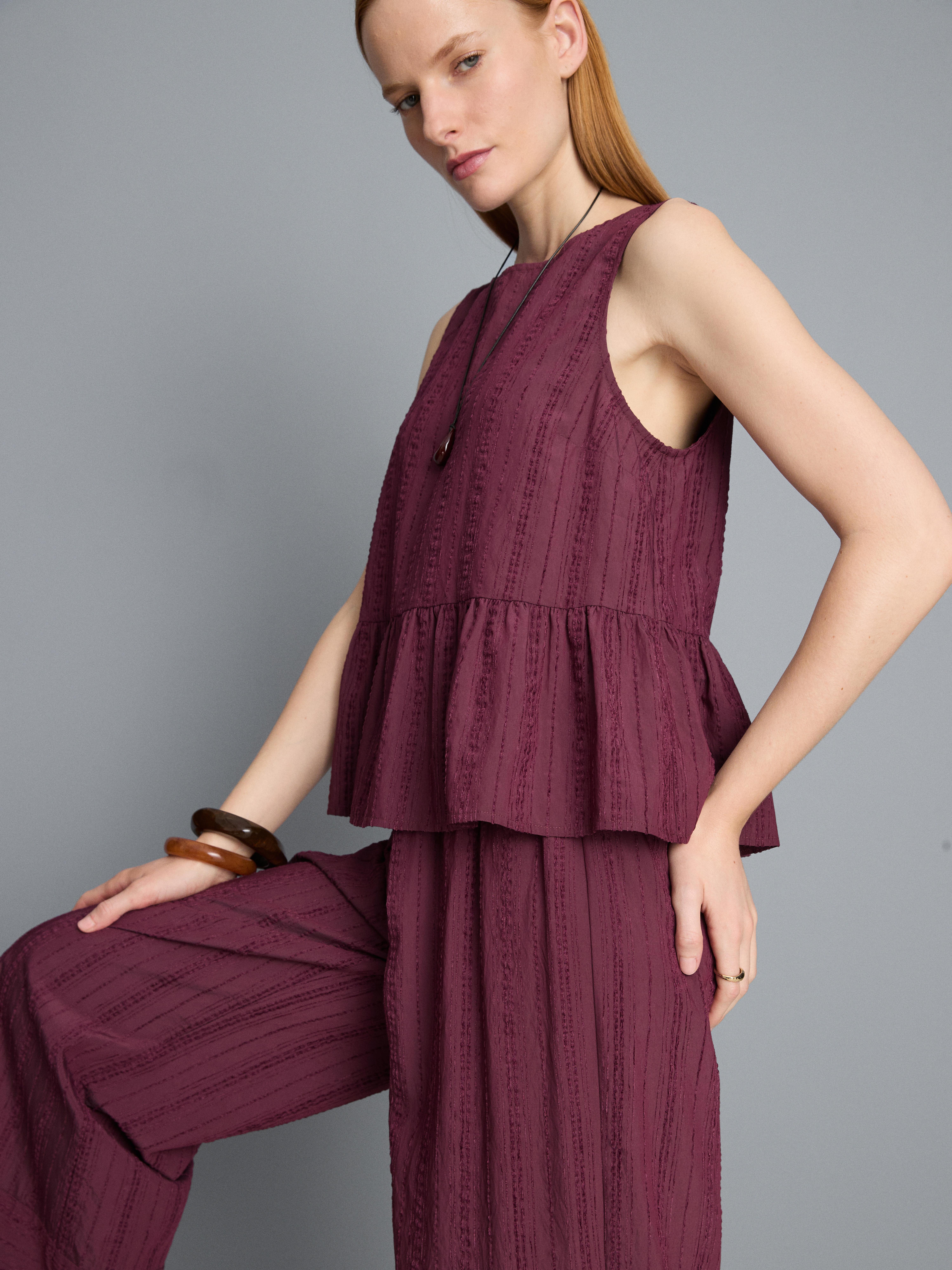 Striped Peplum Hem Tank Top